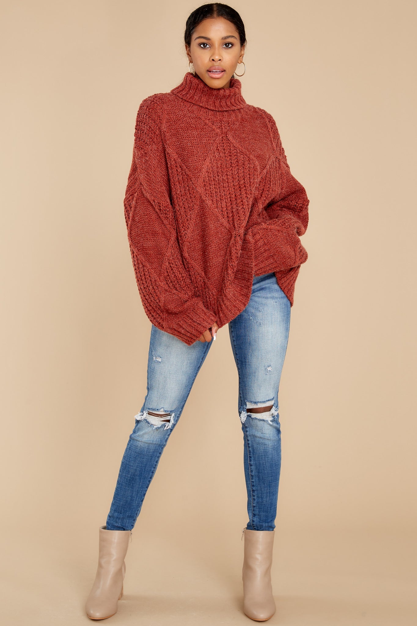 Mountain Top View Rust Sweater
