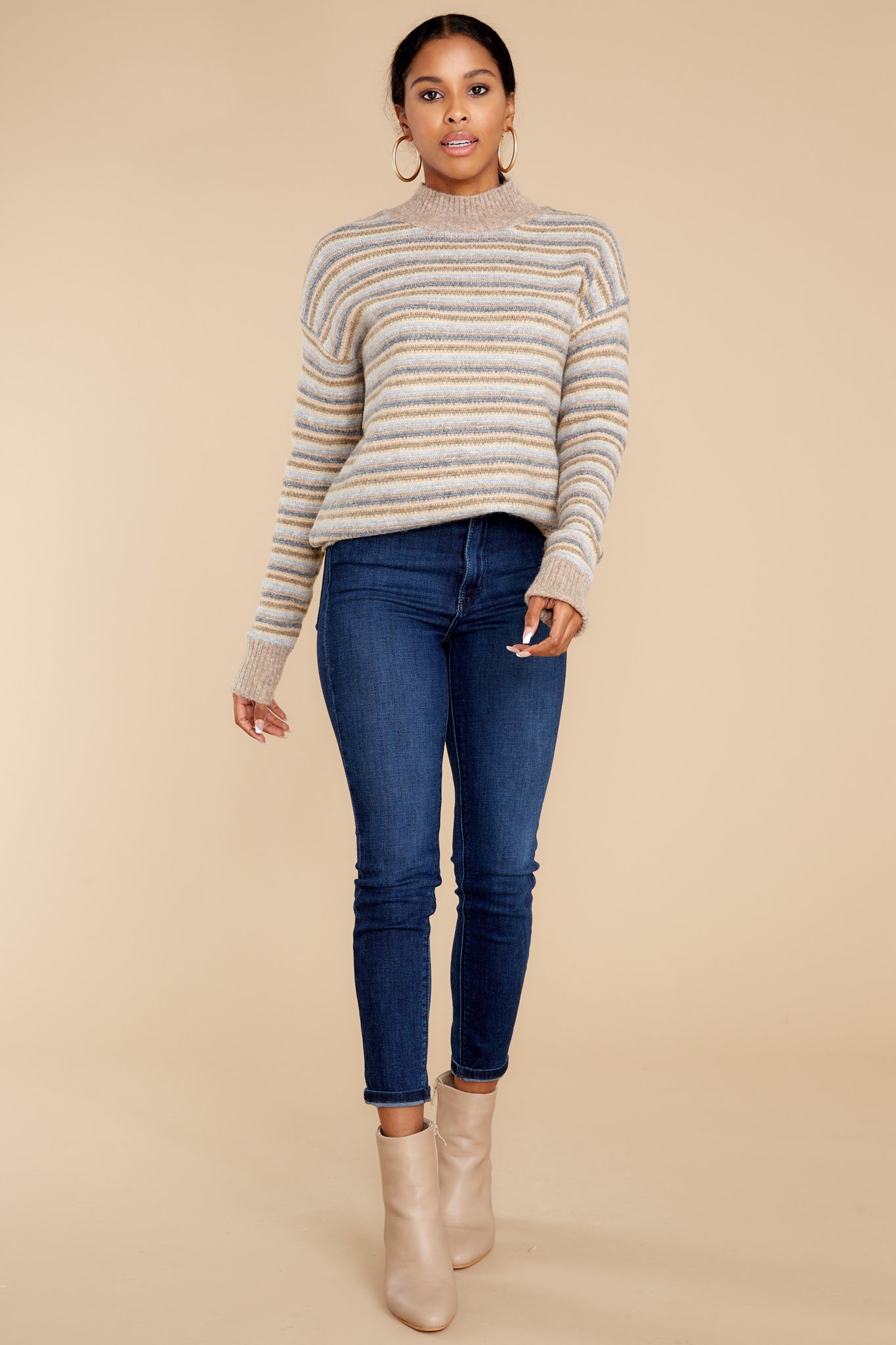 Look It Up Grey Stripe Sweater