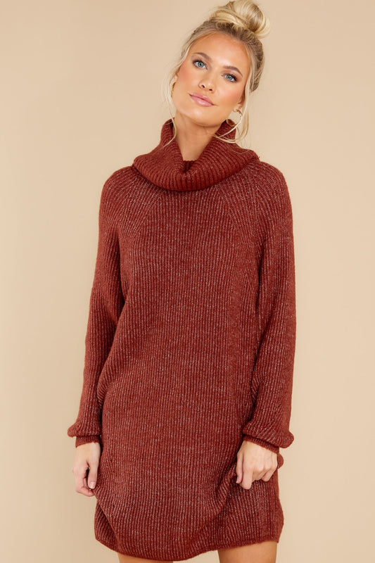 Shift In The Wind Copper Sweater Dress