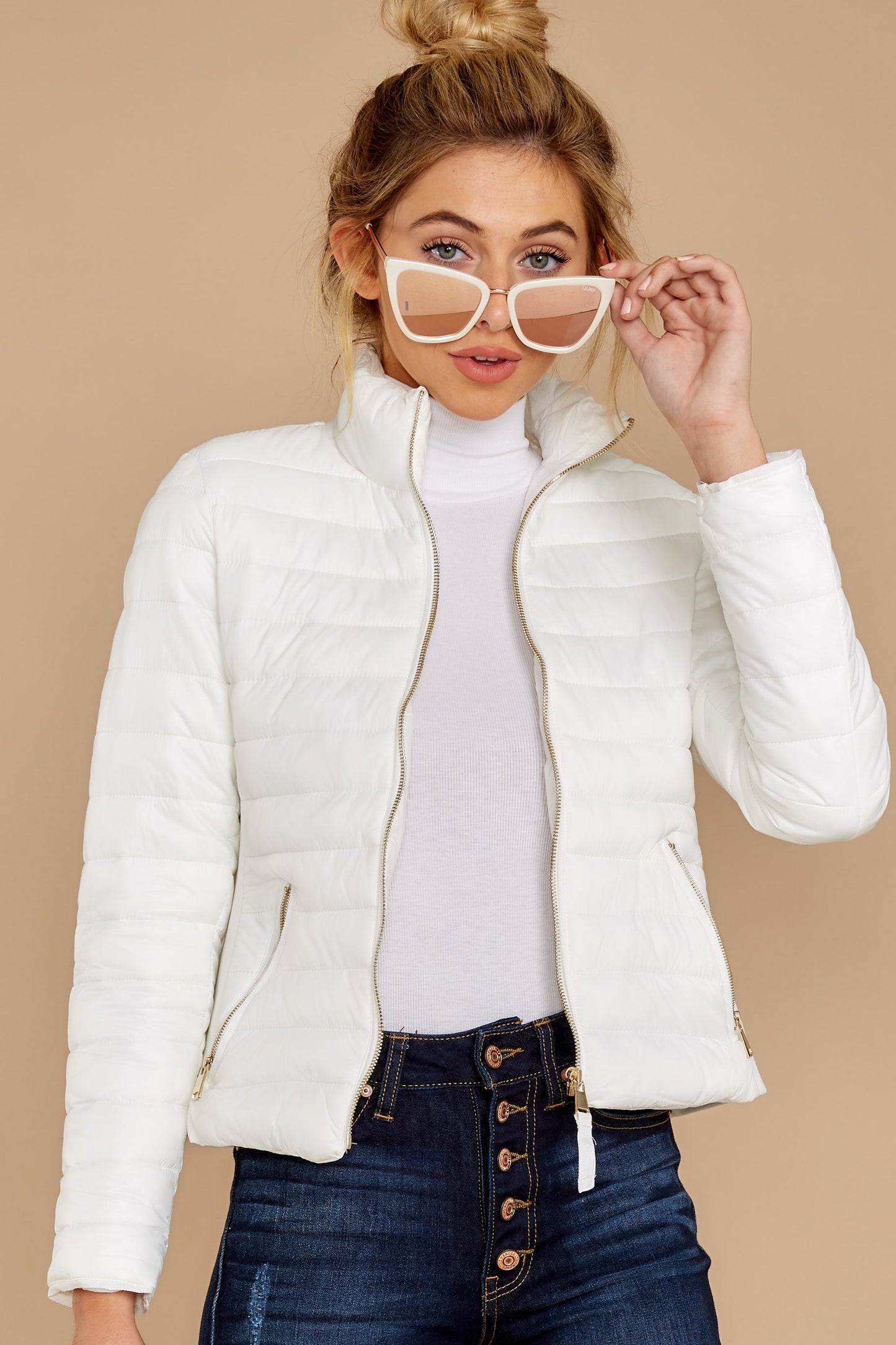 Cabin Cozy White Padded Jacket