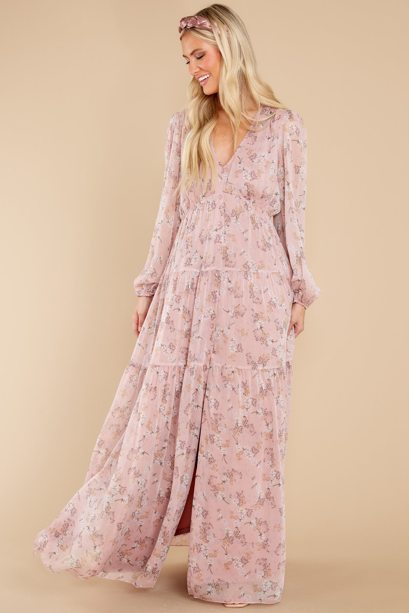 Love Symphony Mauve Pink Floral Print Dress