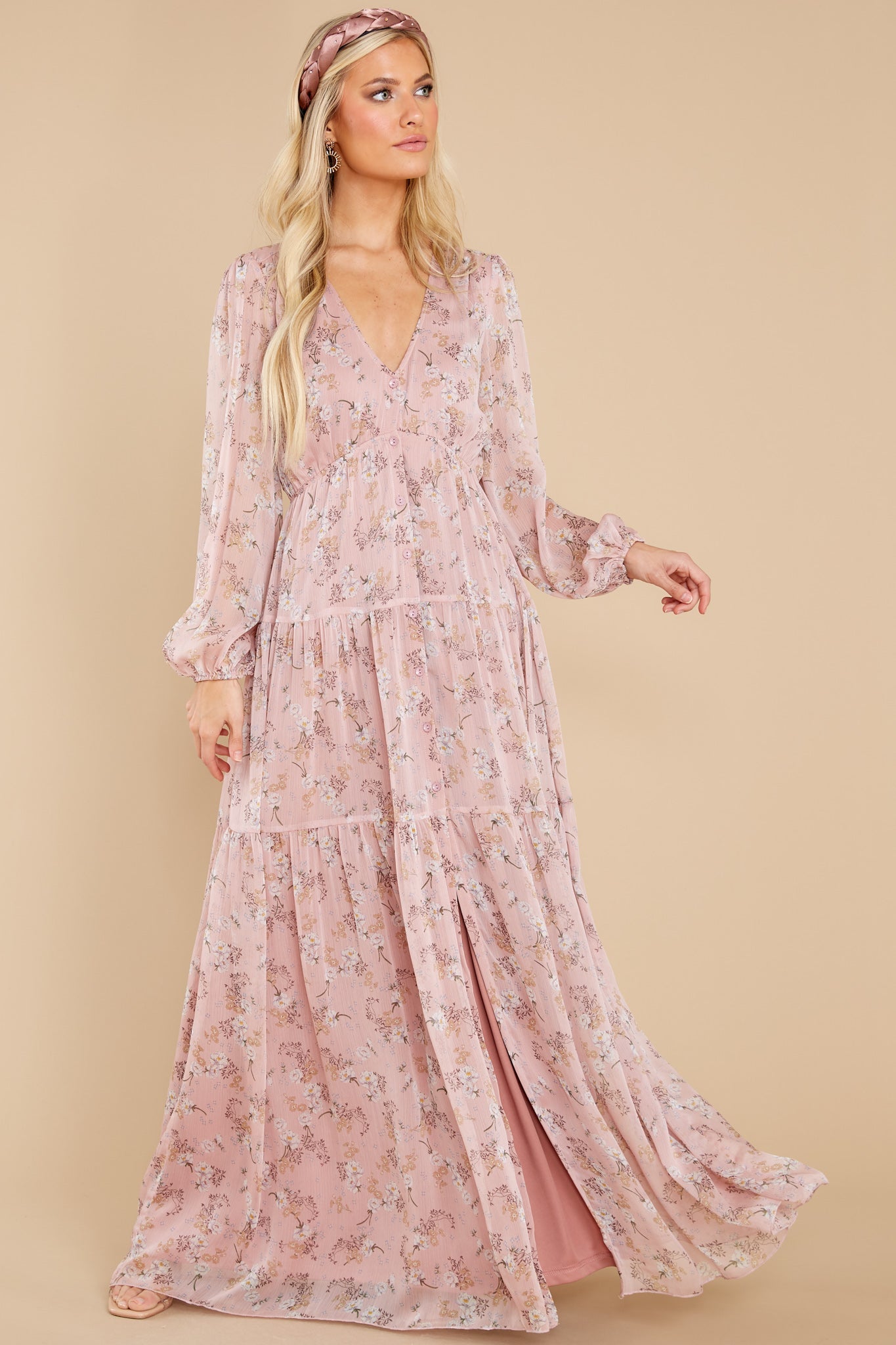 Love Symphony Mauve Pink Floral Print Dress