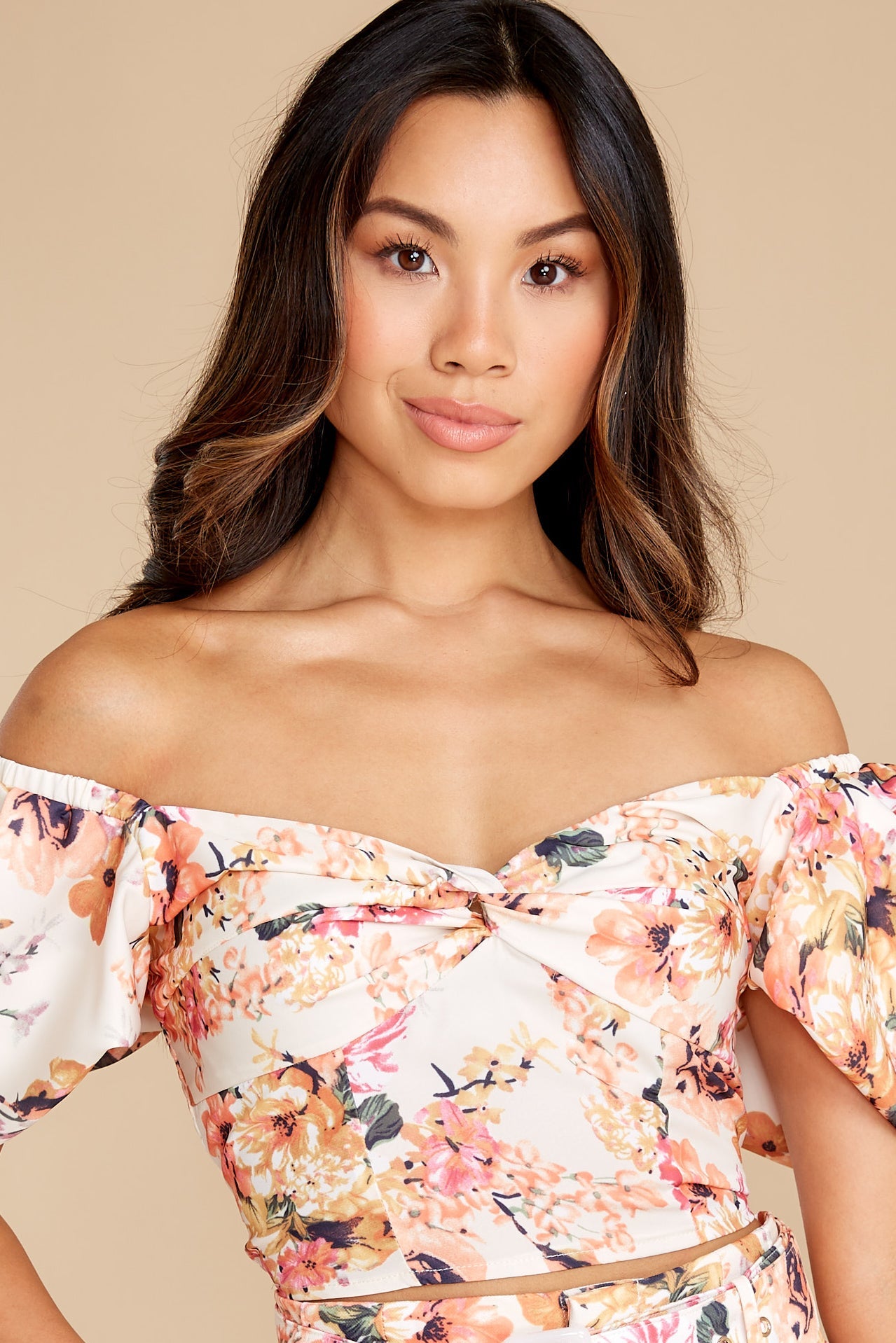 Awakening Blooms Ivory Floral Print Top