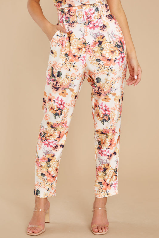 The Perfect Match Ivory Floral Print Pants