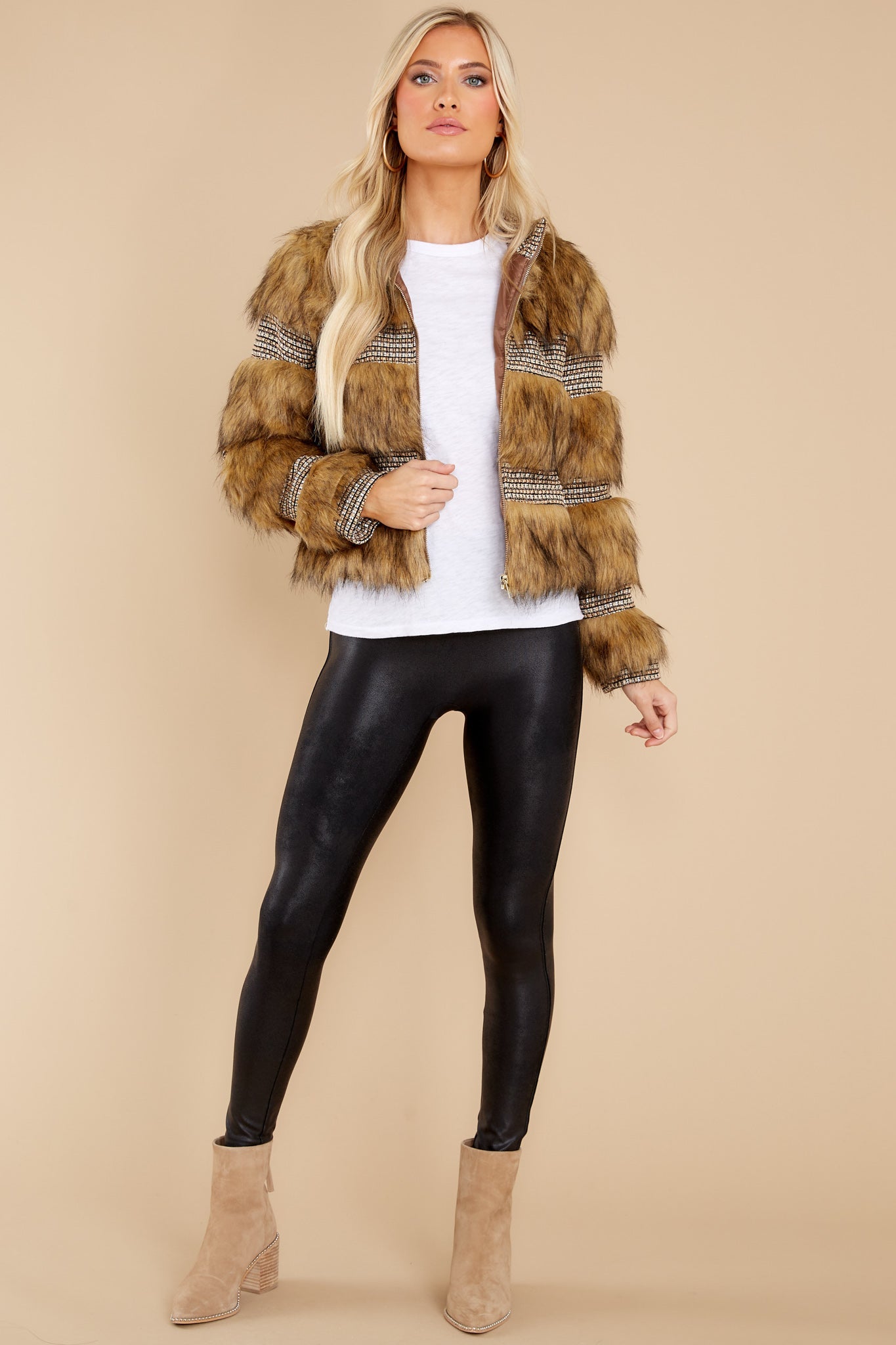 Nothing Compares Brown Multi Vegan Fur Jacket
