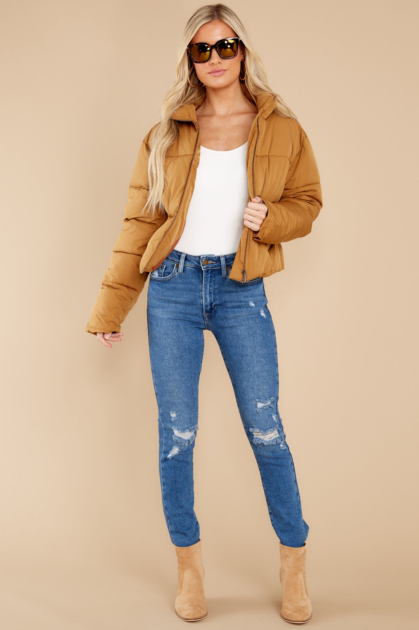 Morning Walks Camel Puffer Jacket