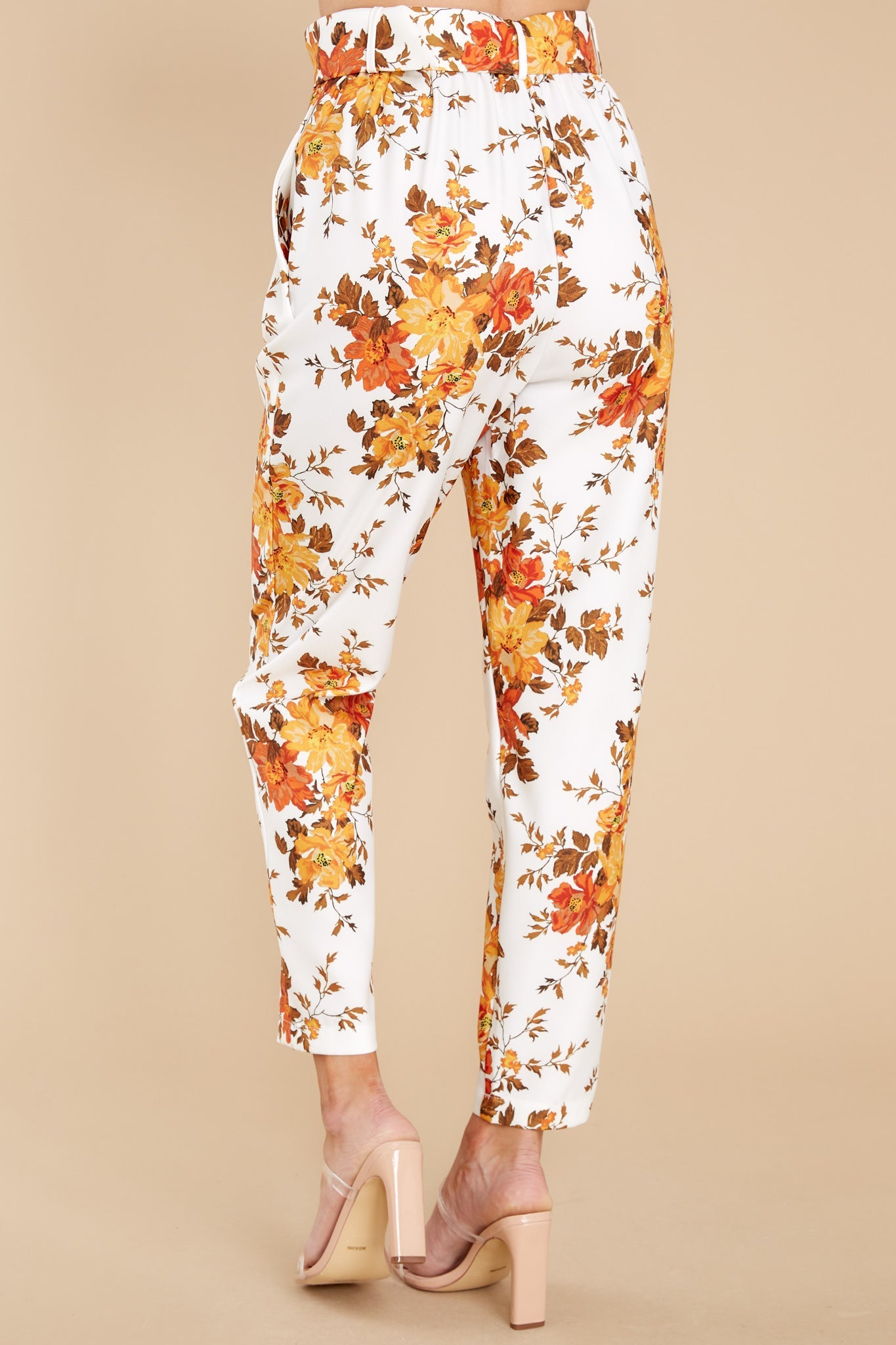 Away She Goes Ivory Floral Print Pants