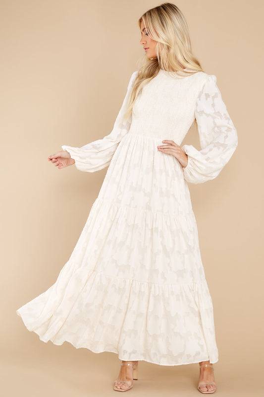 A Fine Romance Cream Lace Maxi Dress