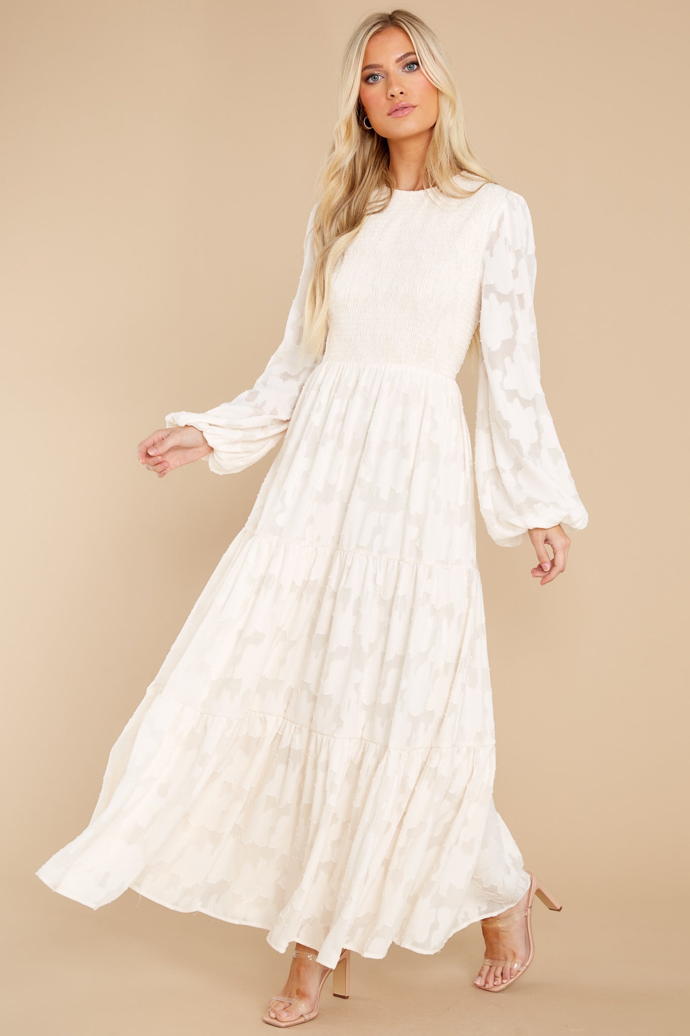 A Fine Romance Cream Lace Maxi Dress