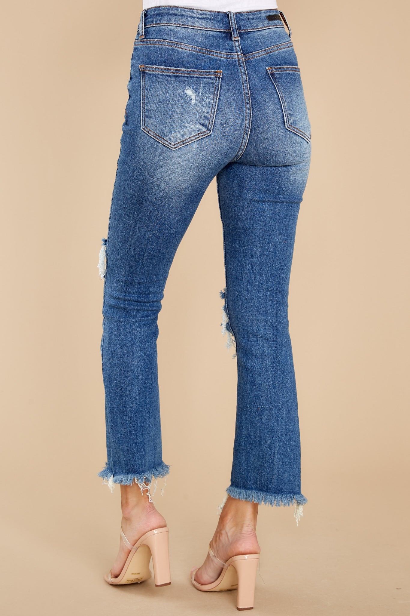 Treat Yourself Medium Wash Distressed Straight Jeans