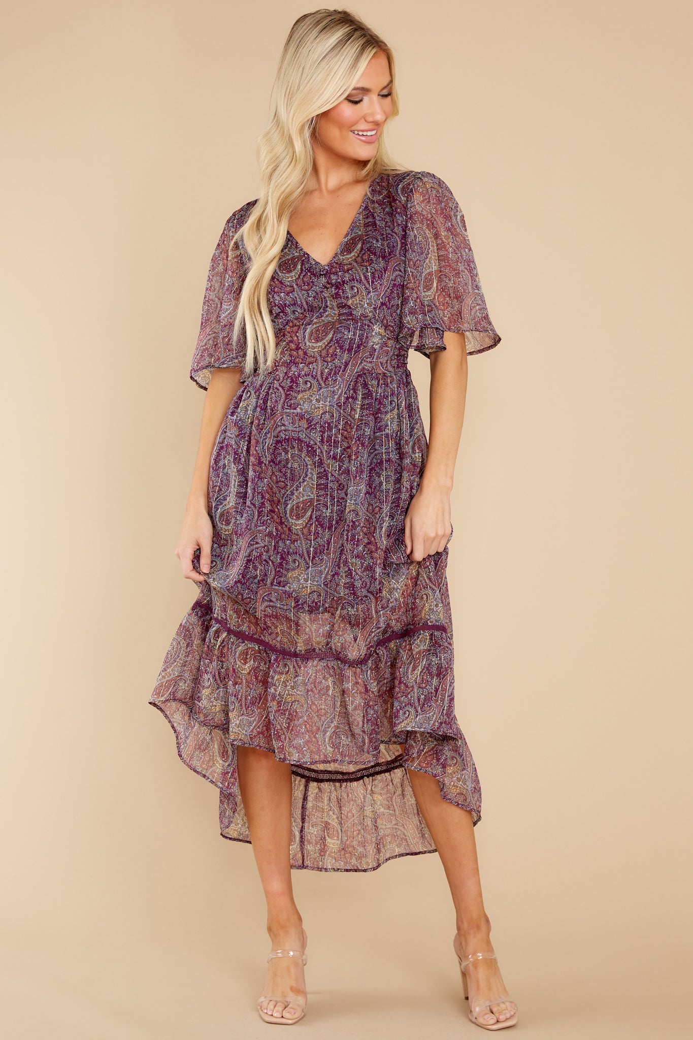 Lismore Plum Gold Dress