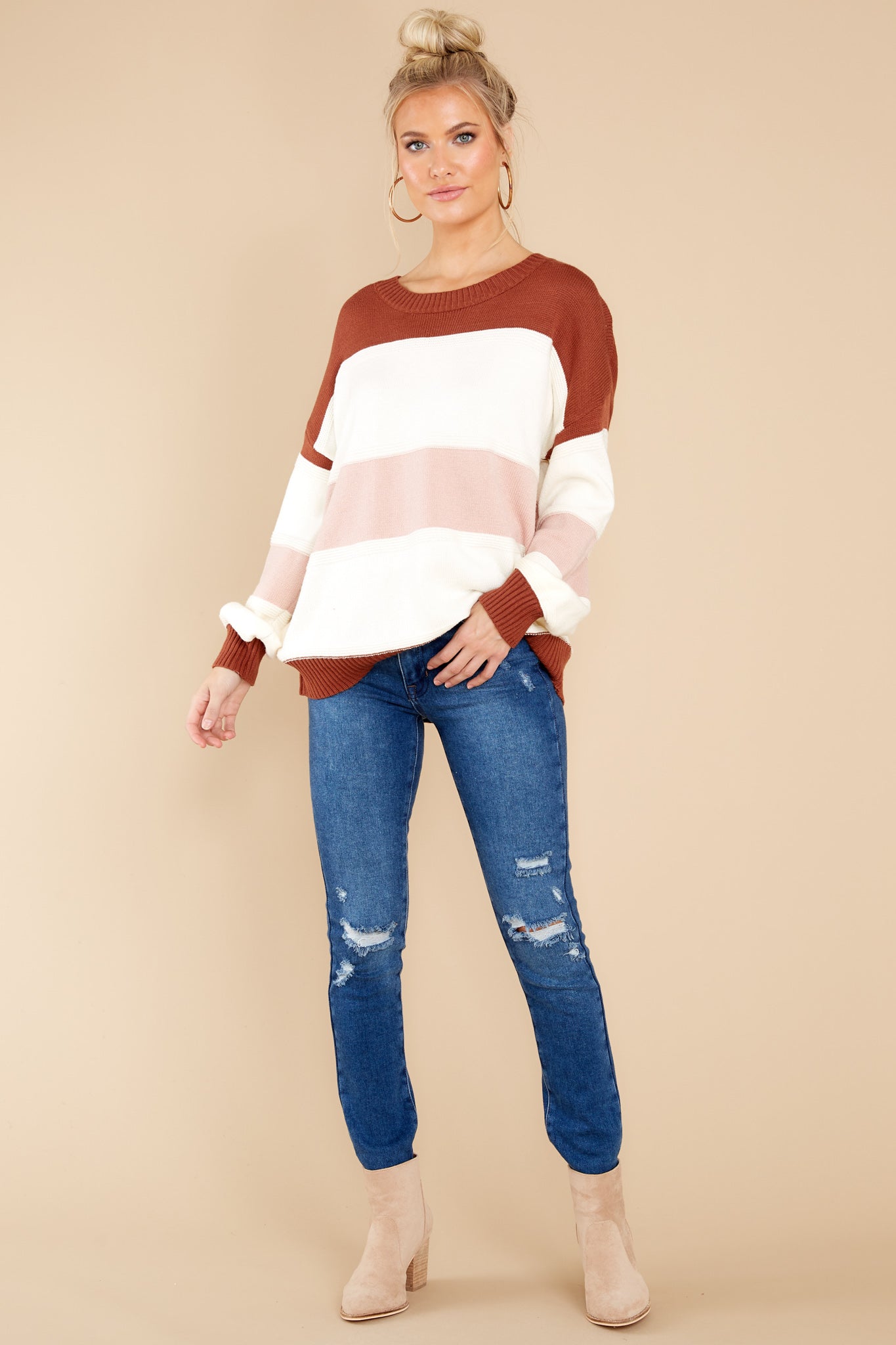 Sugar And Spice White Multi Stripe Sweater