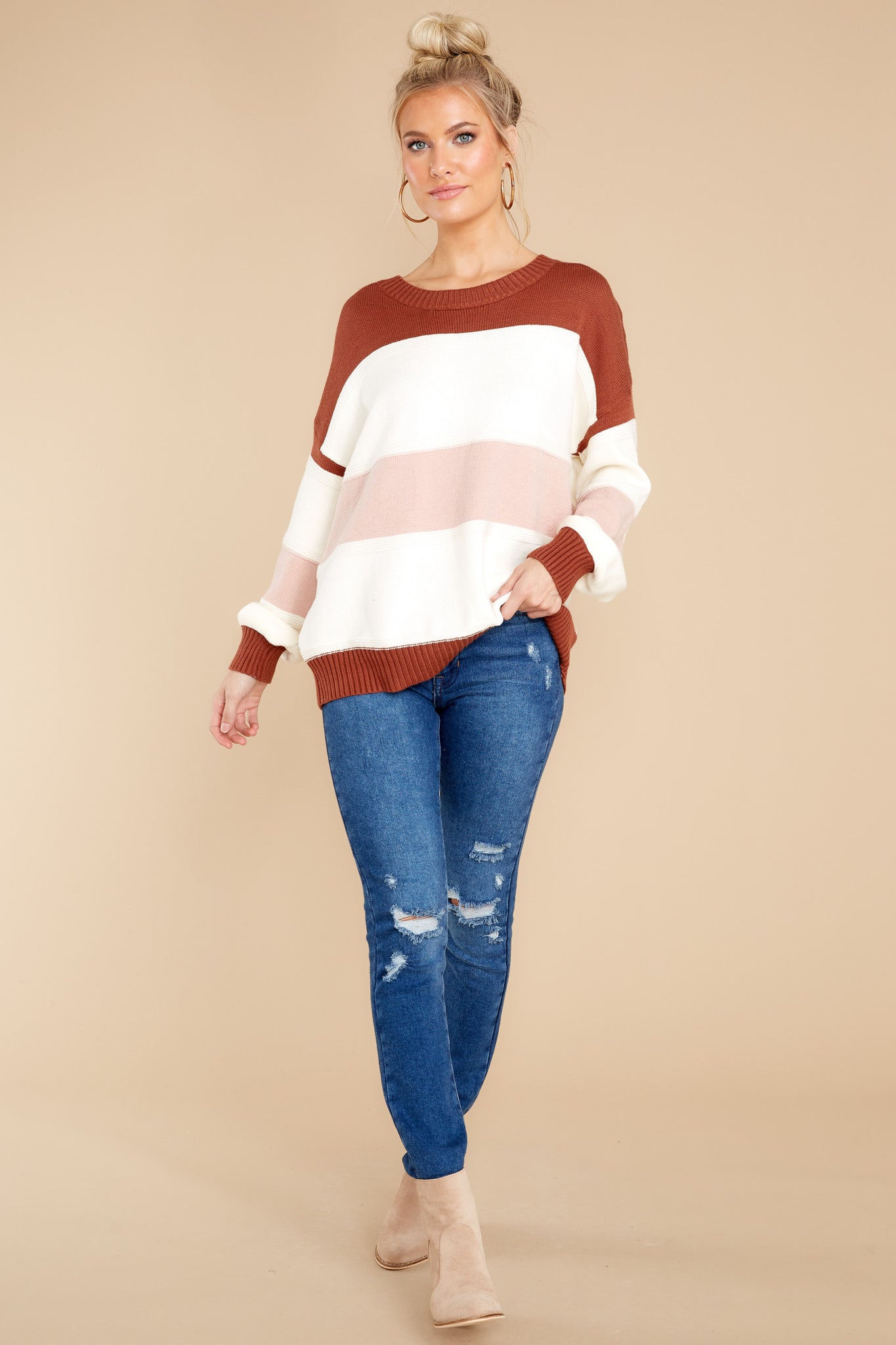 Sugar And Spice White Multi Stripe Sweater