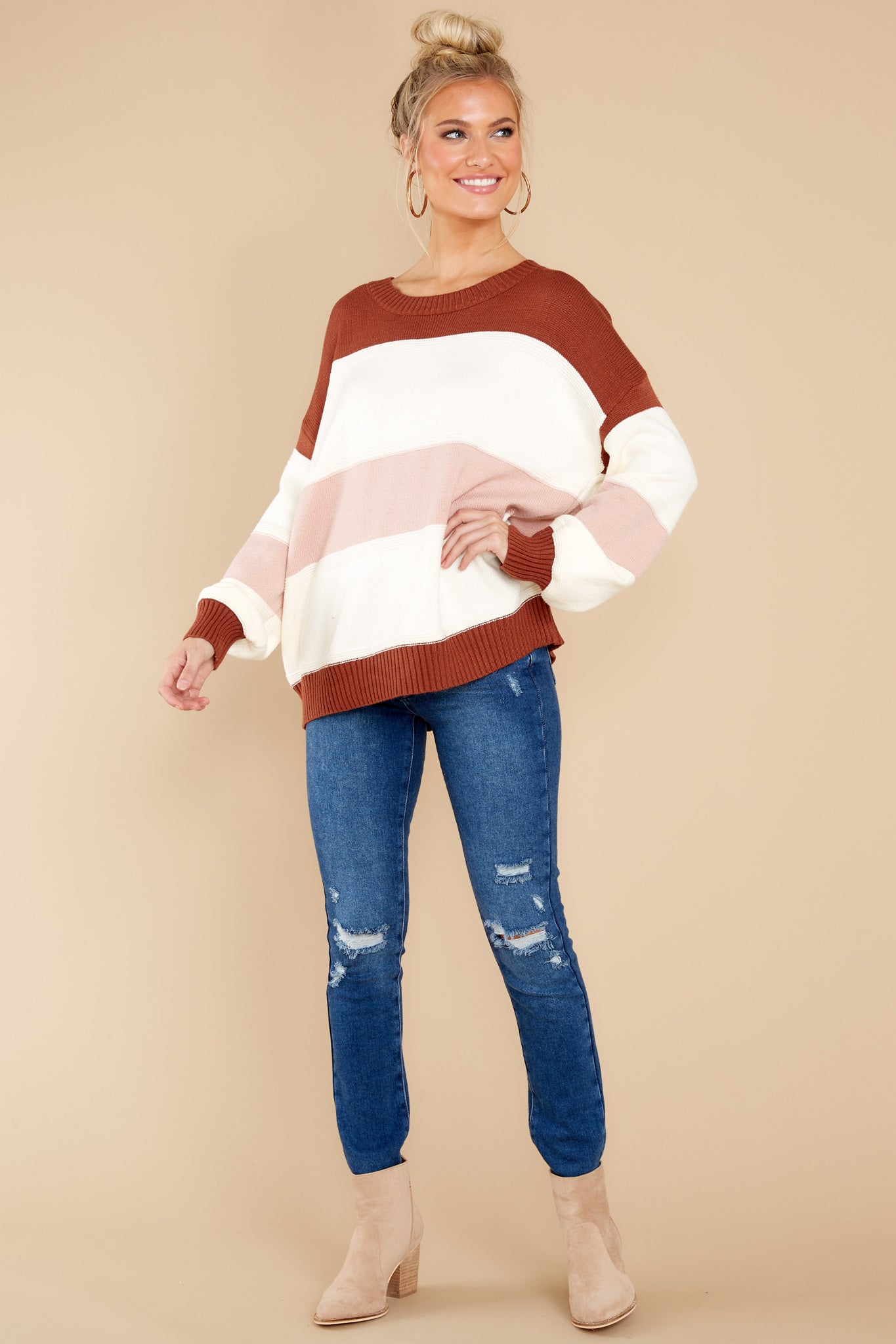 Sugar And Spice White Multi Stripe Sweater