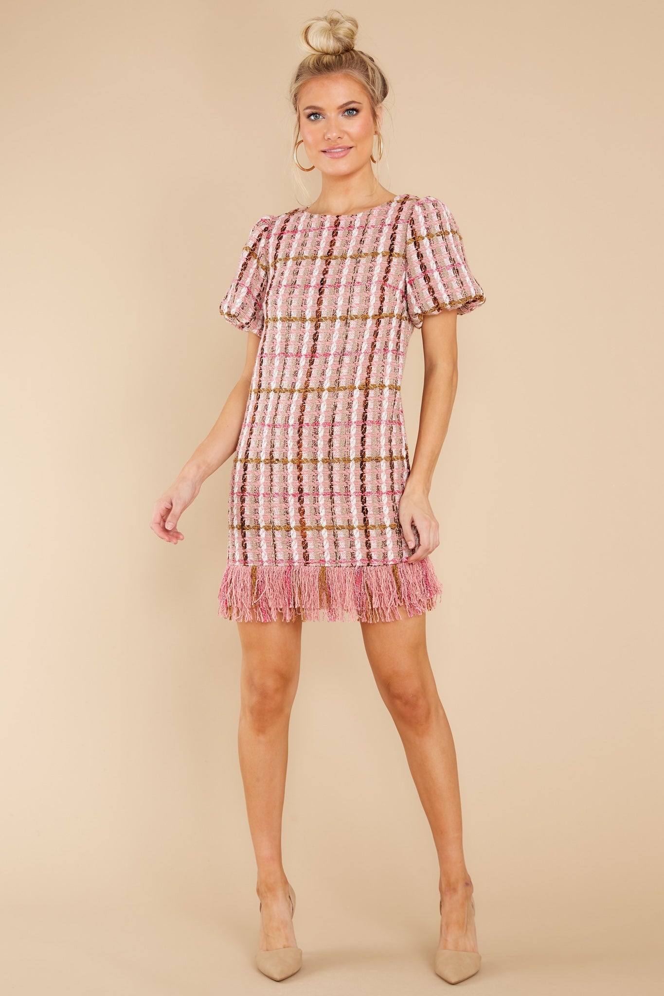 Higher Class Pink Tweed Dress