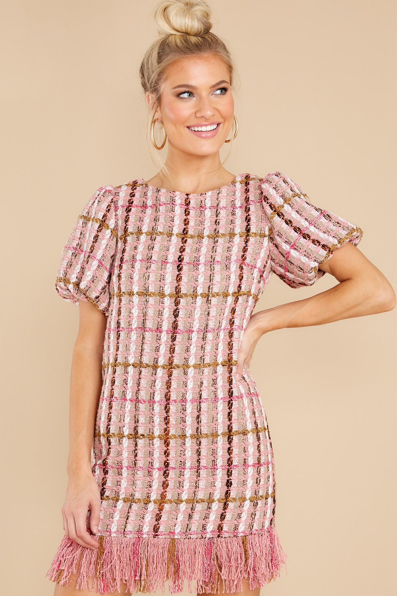Higher Class Pink Tweed Dress