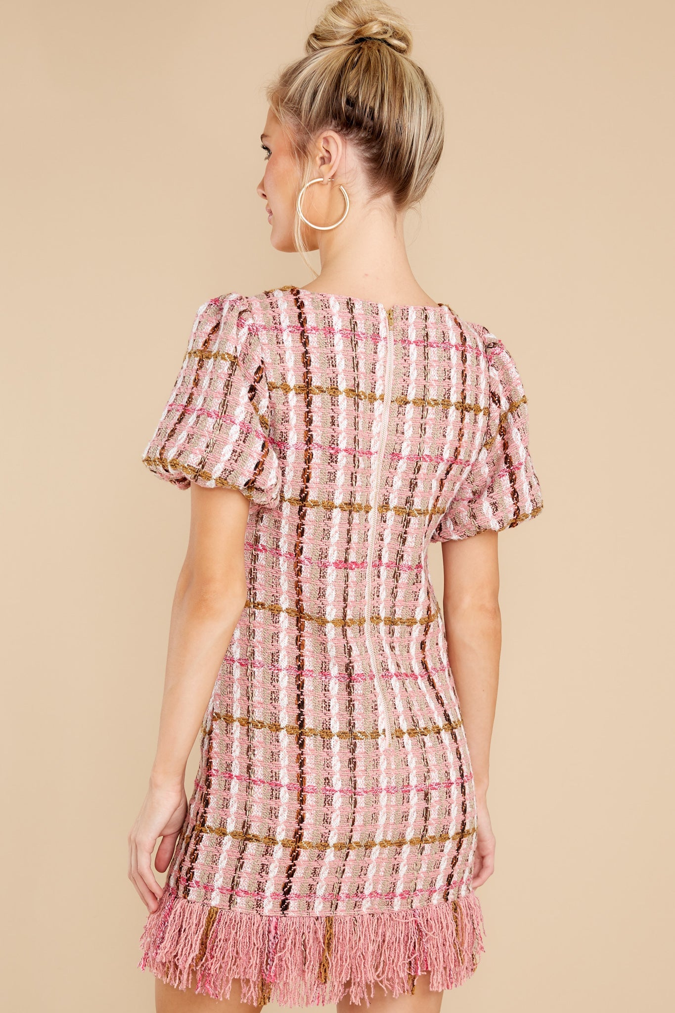 Higher Class Pink Tweed Dress