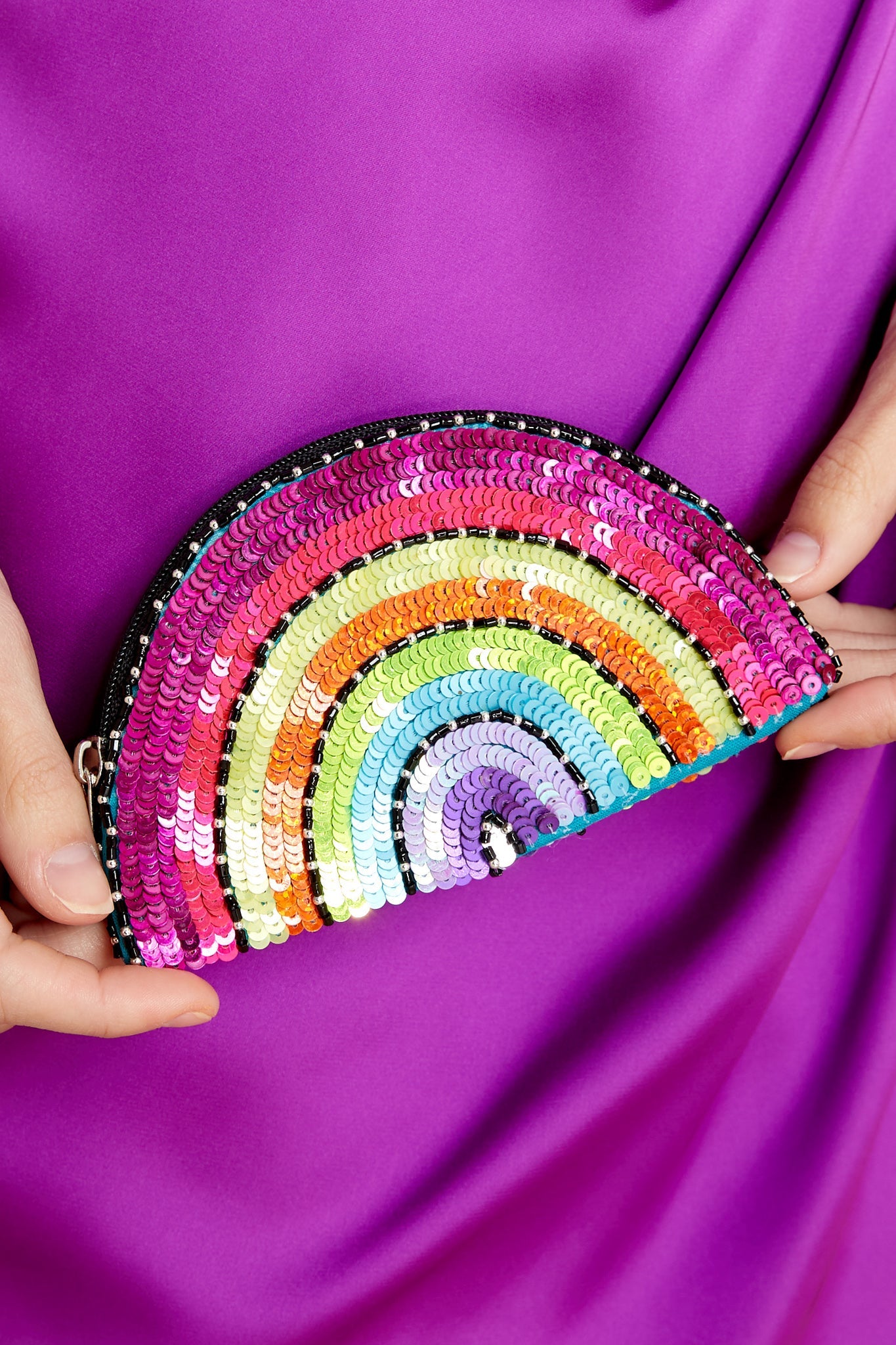 Color The Sky Rainbow Multi Beaded Pouch