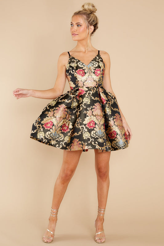Elegant Endeavors Black Multi Print Dress