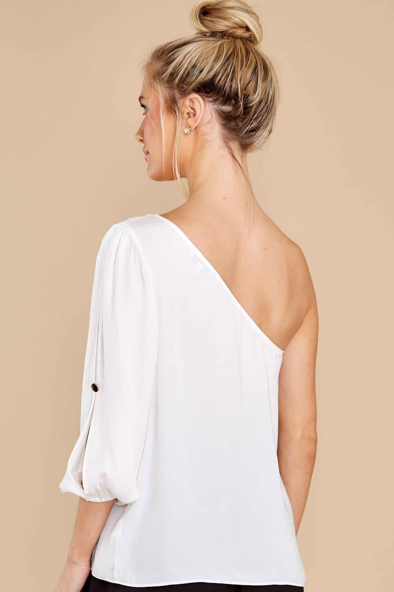 Center Stage White One Shoulder Top