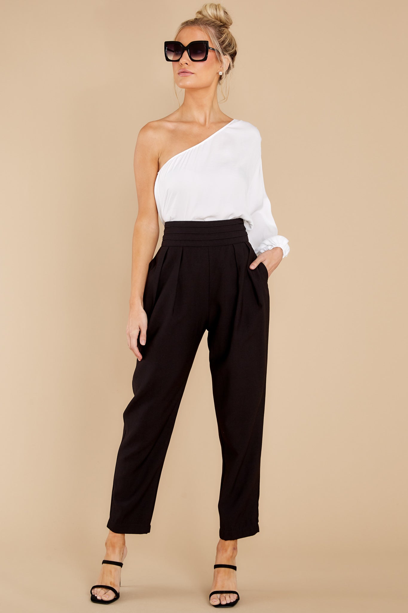 Center Stage White One Shoulder Top