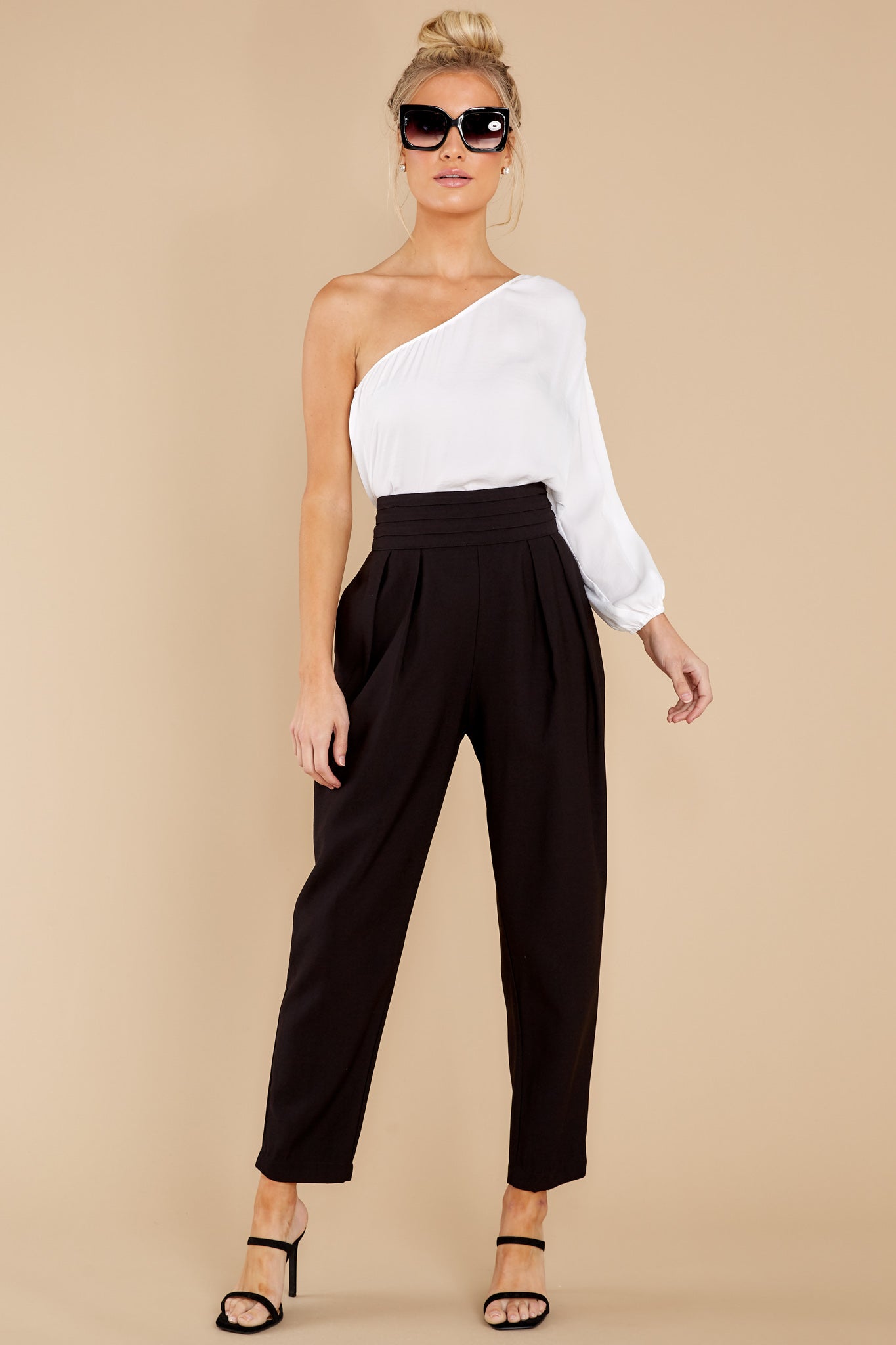 Center Stage White One Shoulder Top