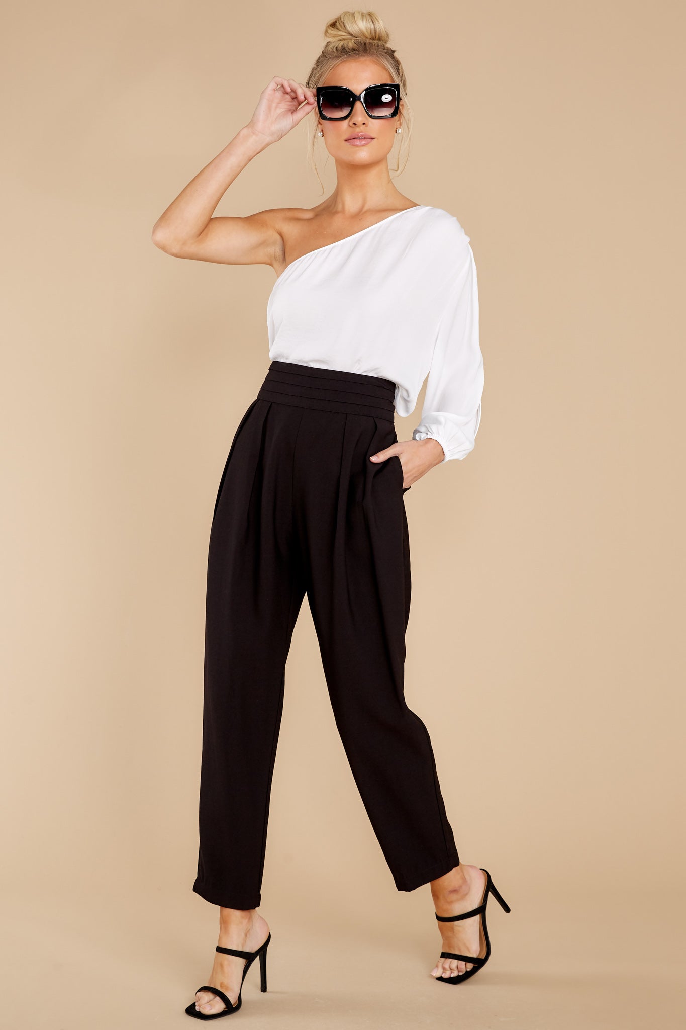 Center Stage White One Shoulder Top