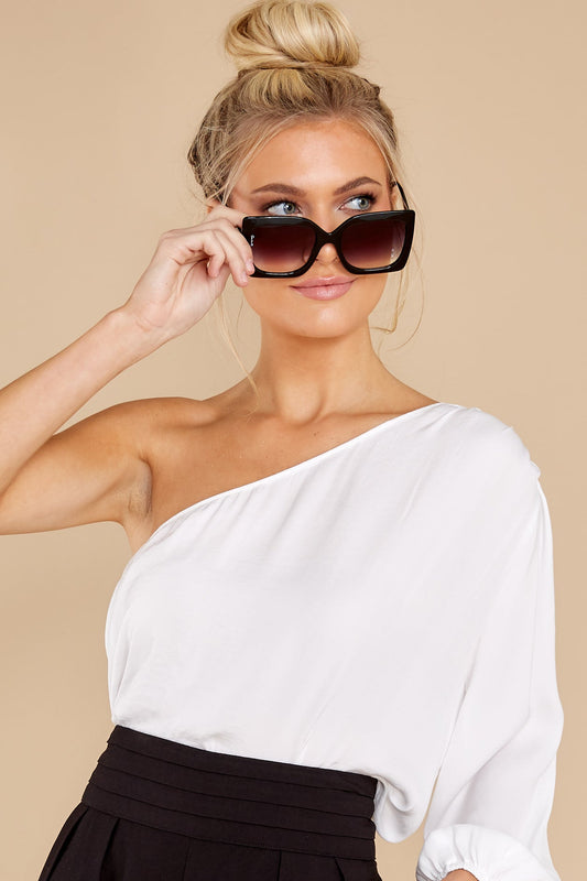 Center Stage White One Shoulder Top