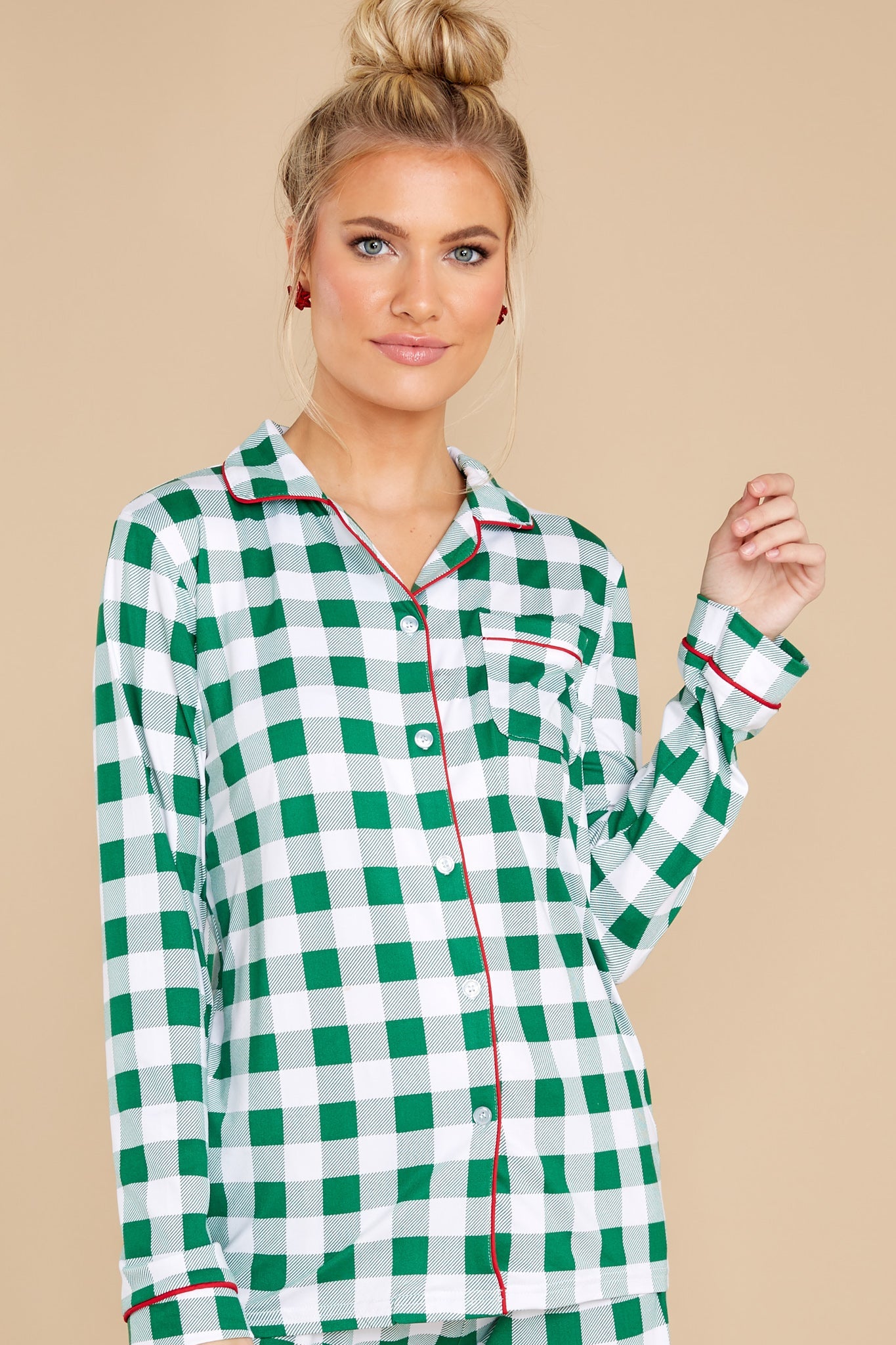 Hit The Hay Green Gingham Pajama Set