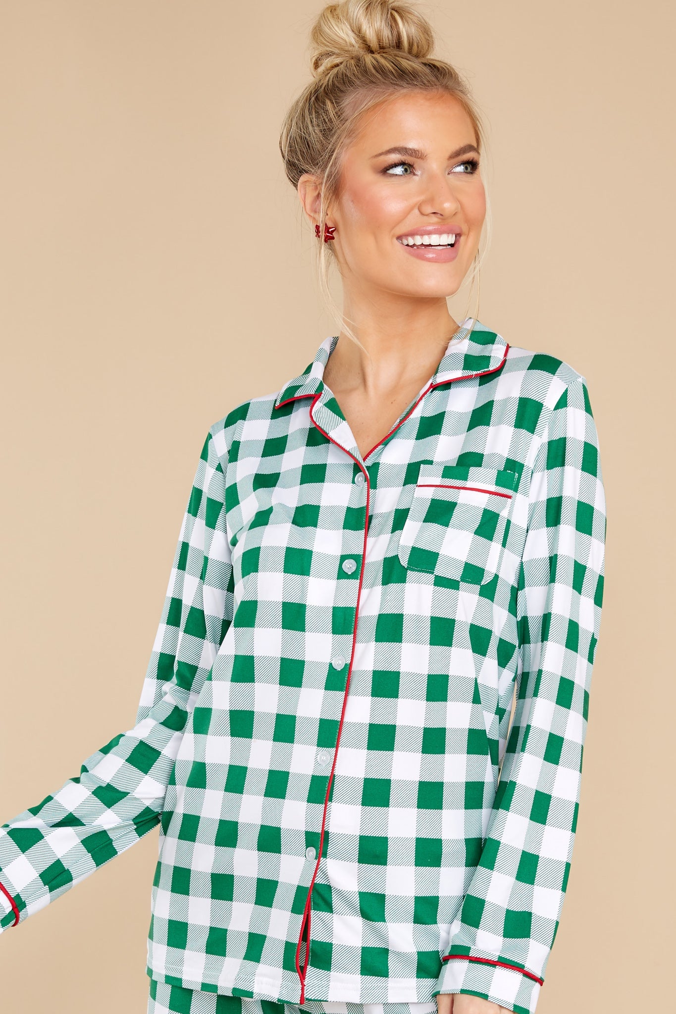 Hit The Hay Green Gingham Pajama Set