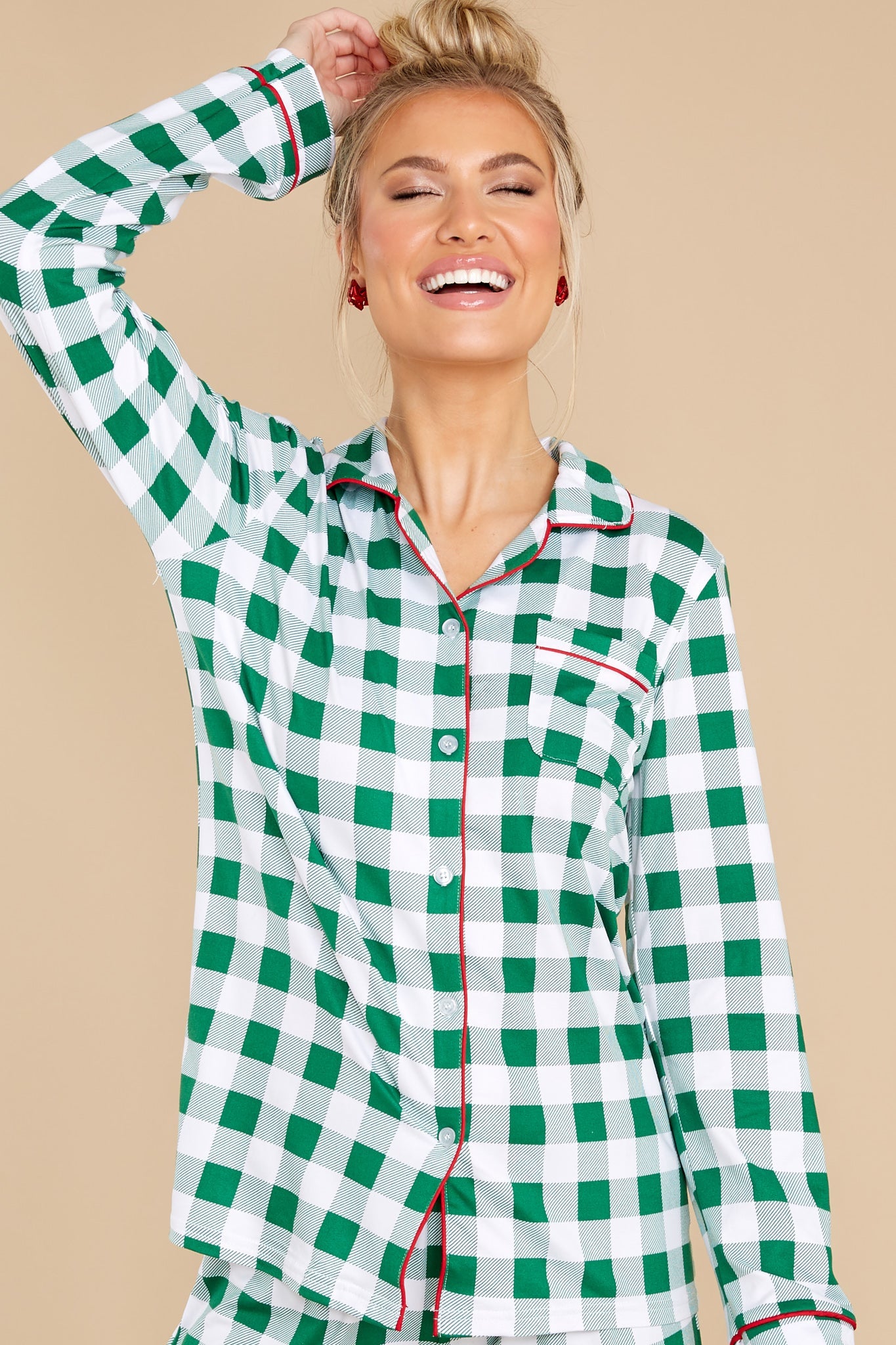 Hit The Hay Green Gingham Pajama Set