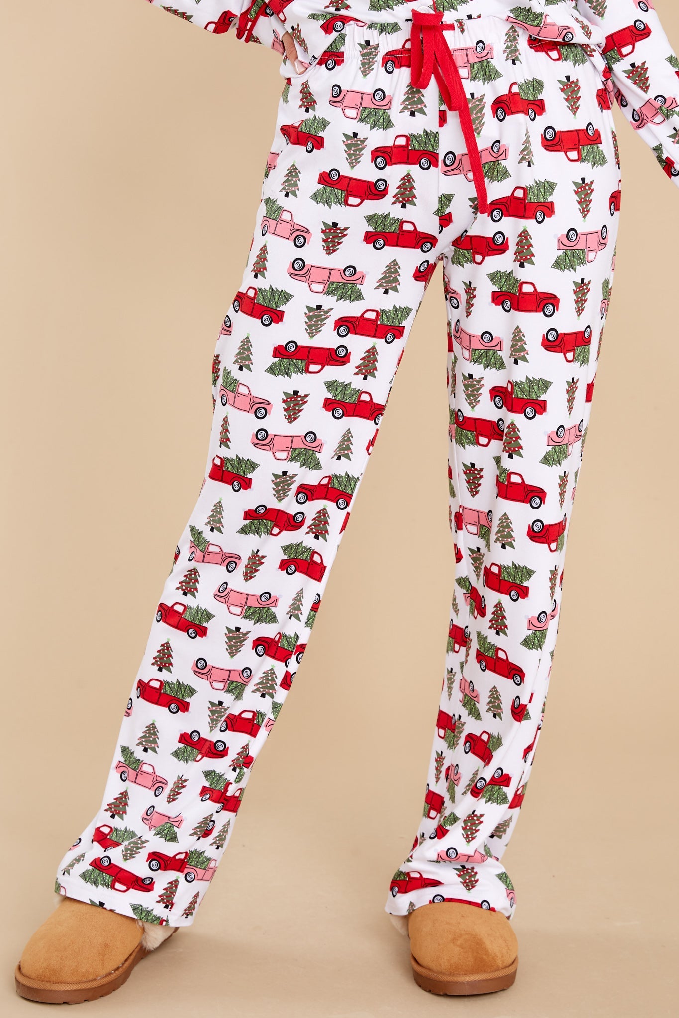 Oh Christmas Tree Red And White Print Pajama Set