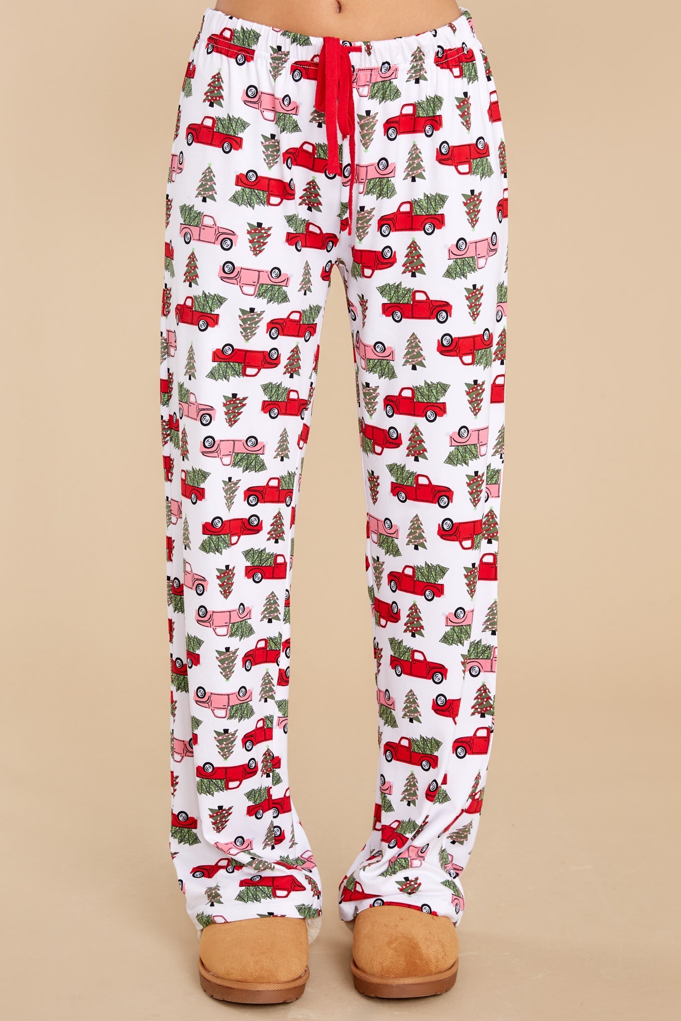Oh Christmas Tree Red And White Print Pajama Set