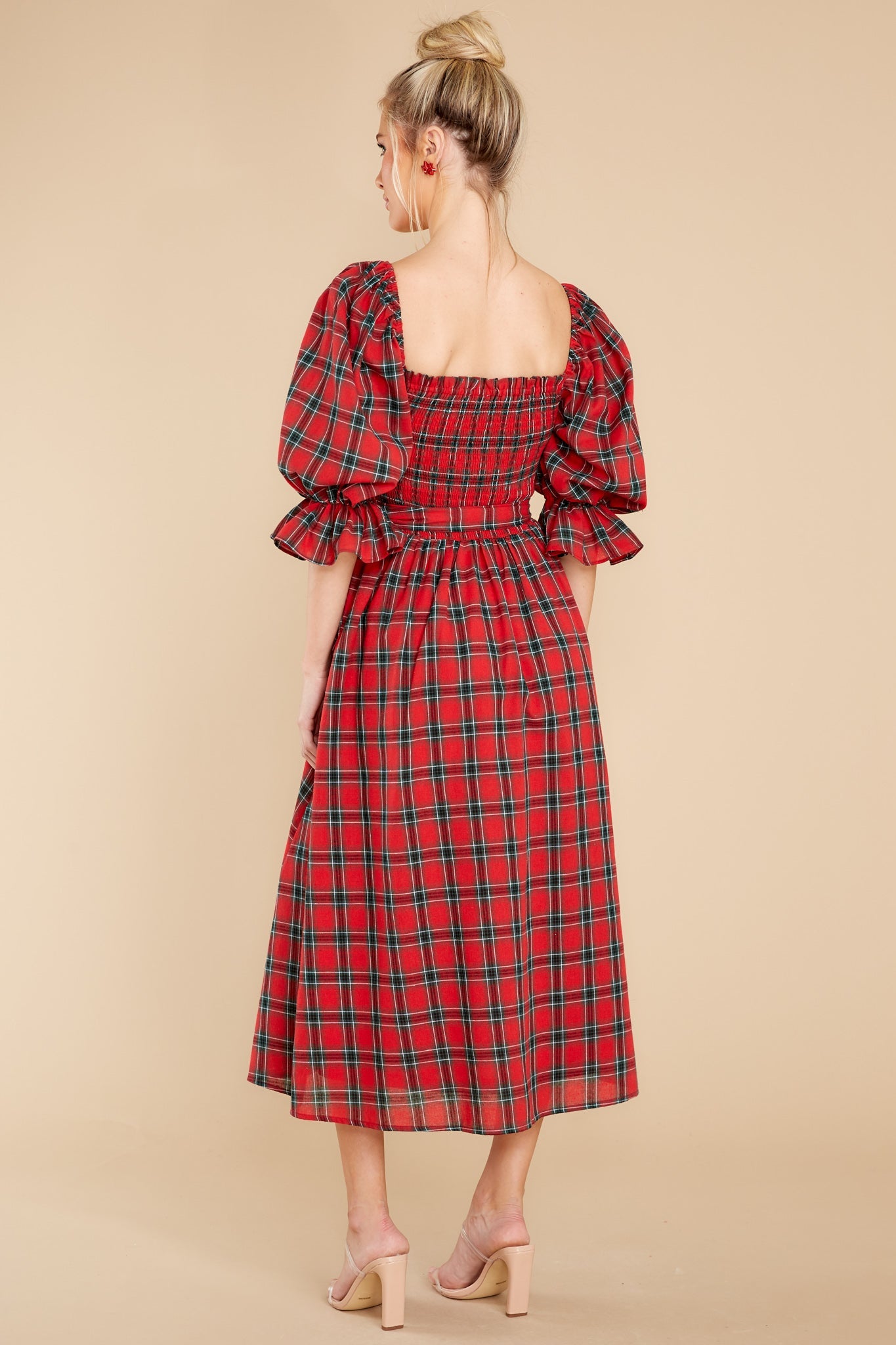 The Right Occasion Red Plaid Midi Dress