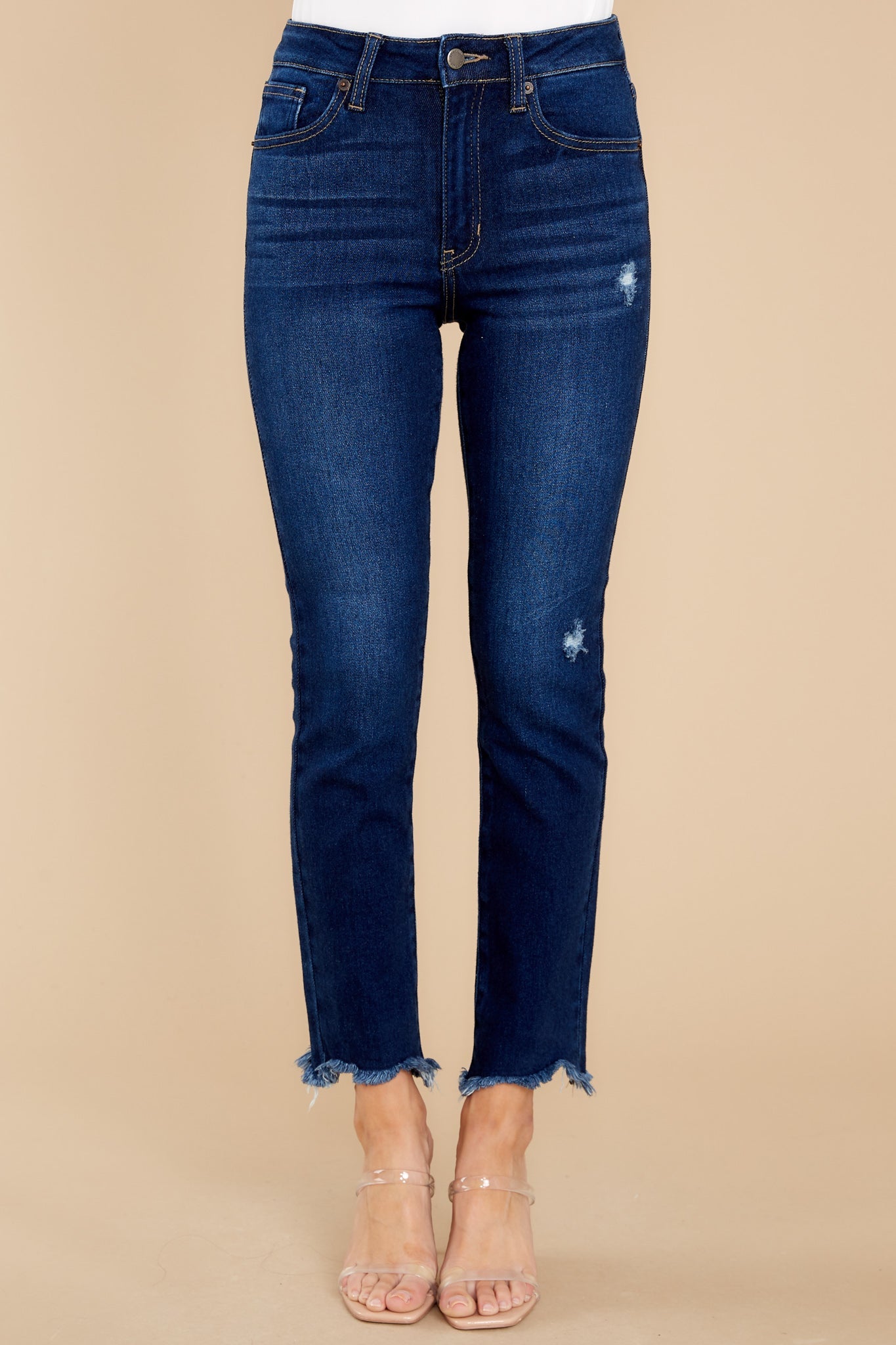 Just The Right Time Dark Wash Distressed Jeans