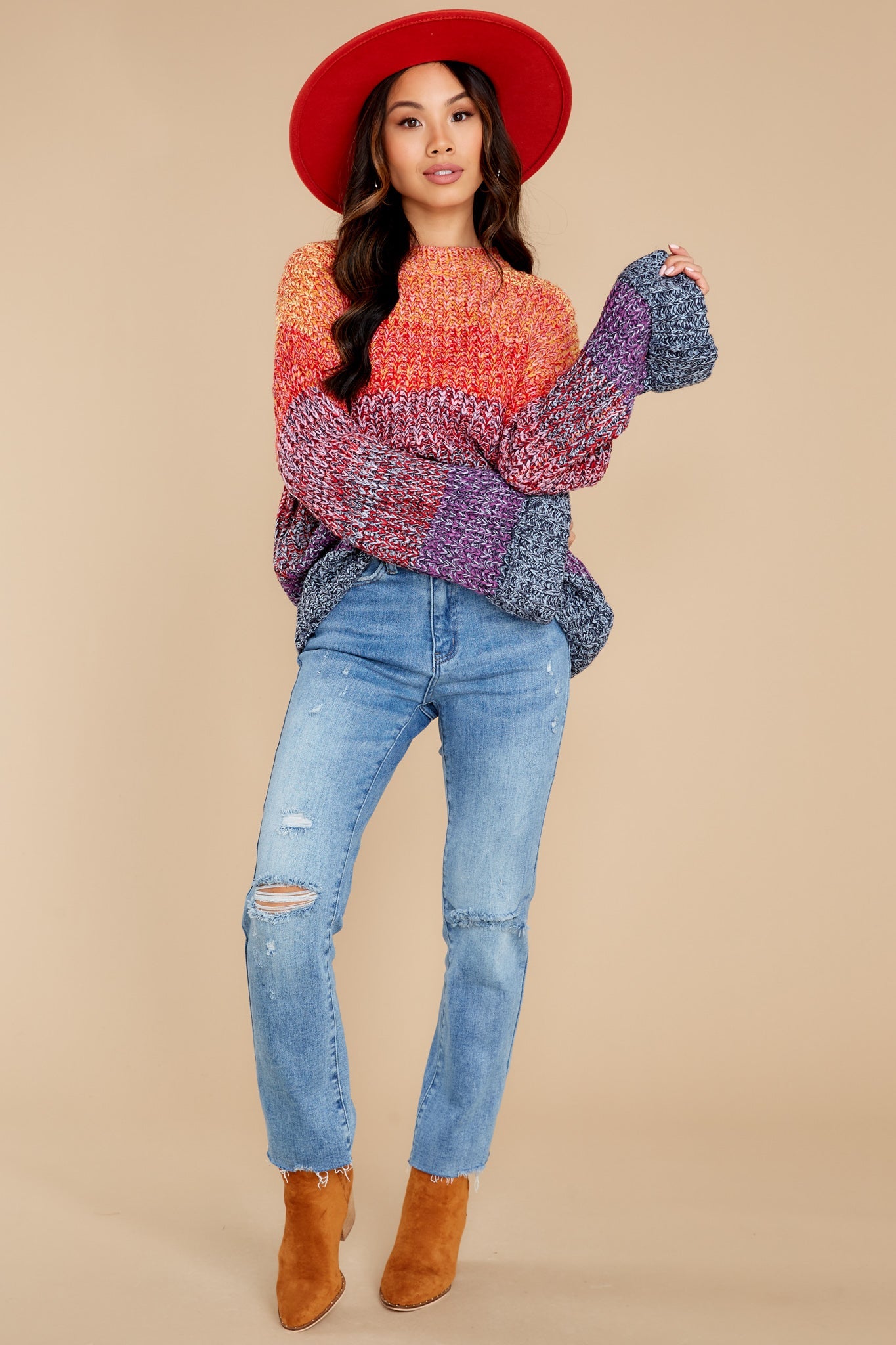 Sunset City Orange Multi Sweater