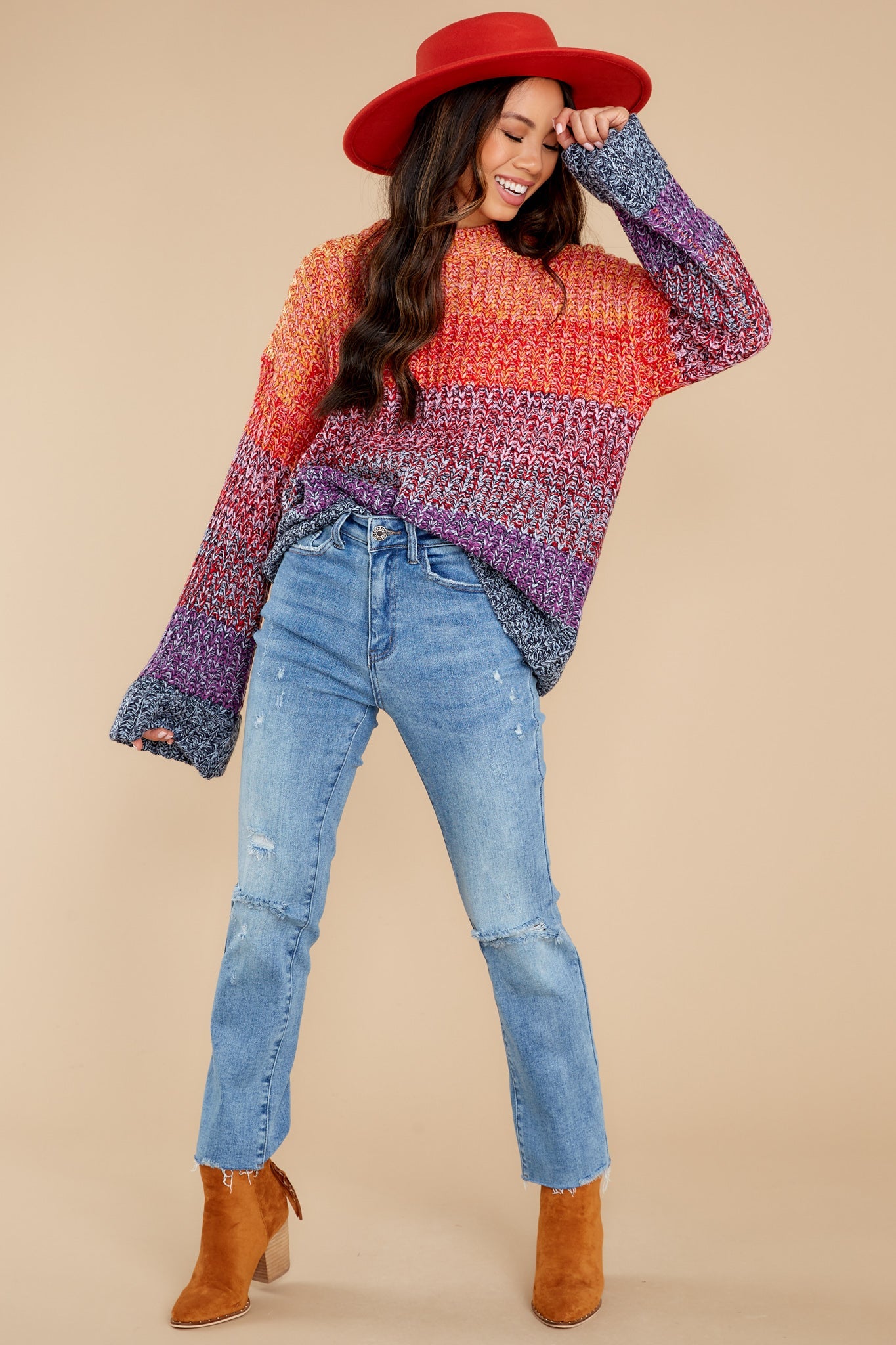 Sunset City Orange Multi Sweater