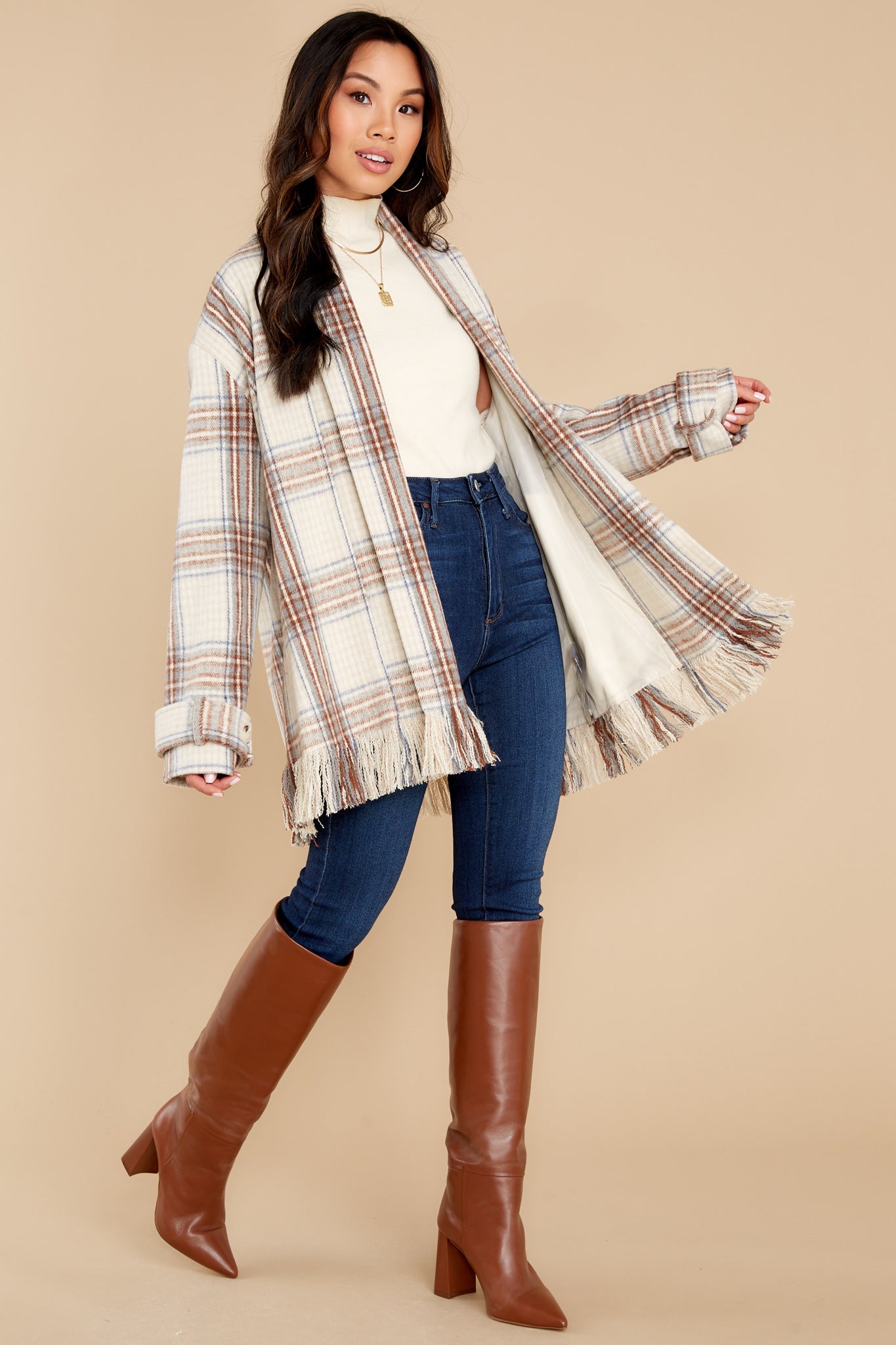 It's Crisp Tonight Camel Plaid Jacket