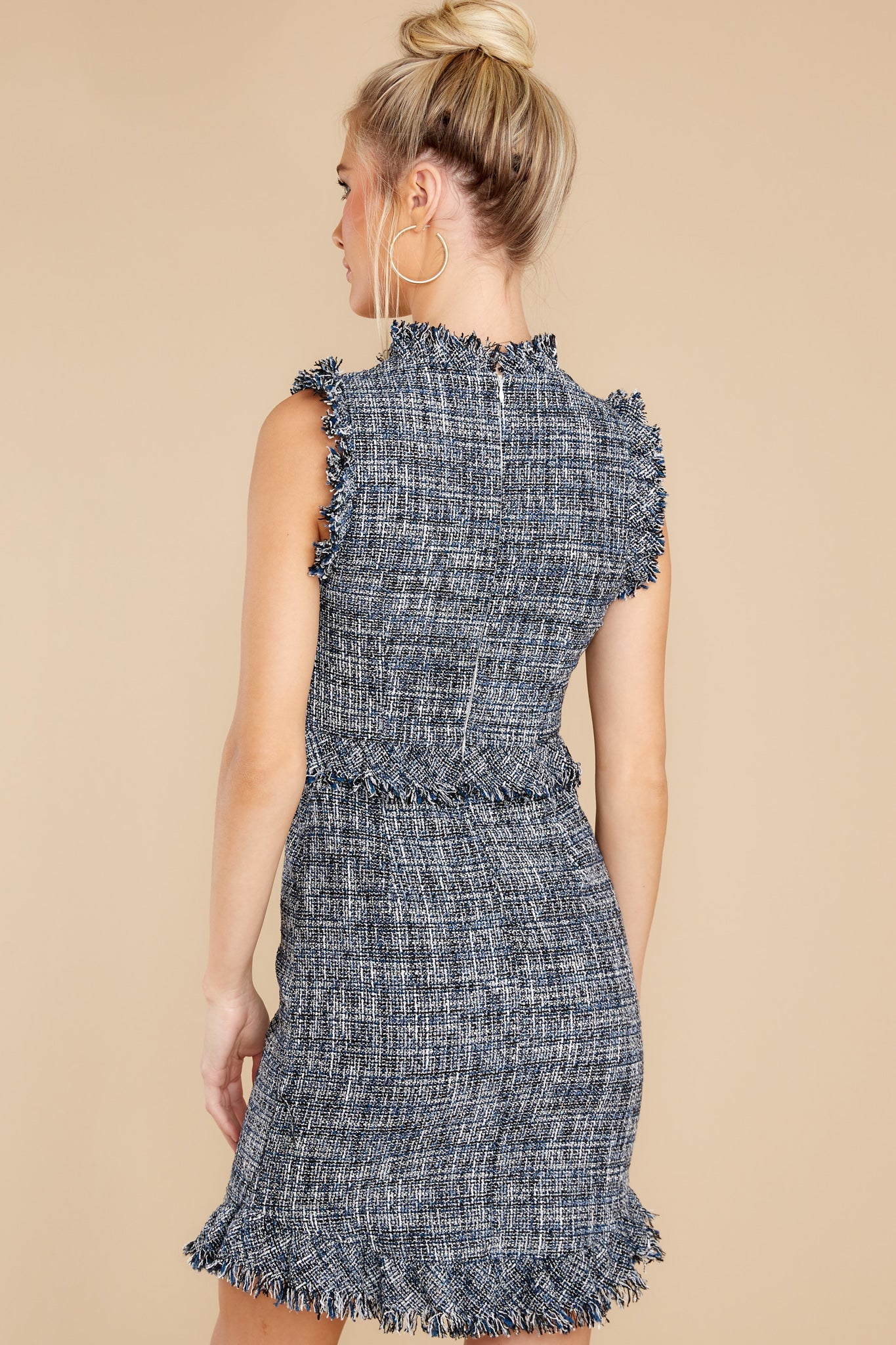 Upscale Living Navy Blue Tweed Dress