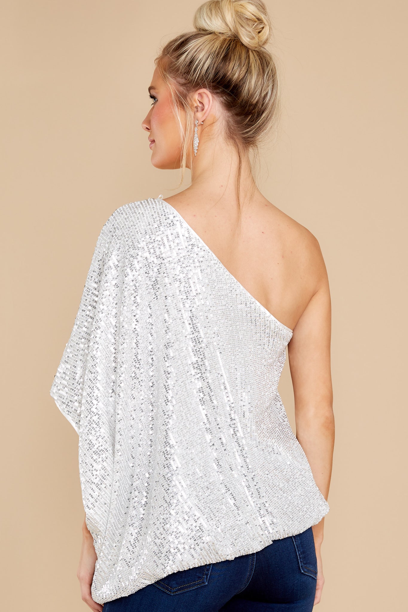 Starry Eyed White One Shoulder Top