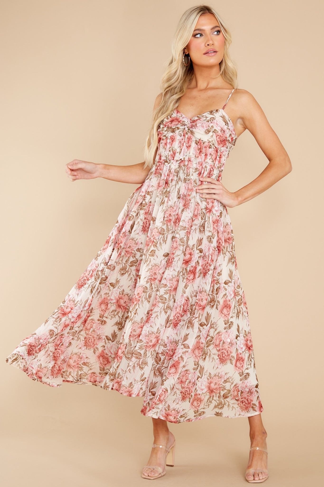 Darling Discovery Pink Floral Print Maxi Dress