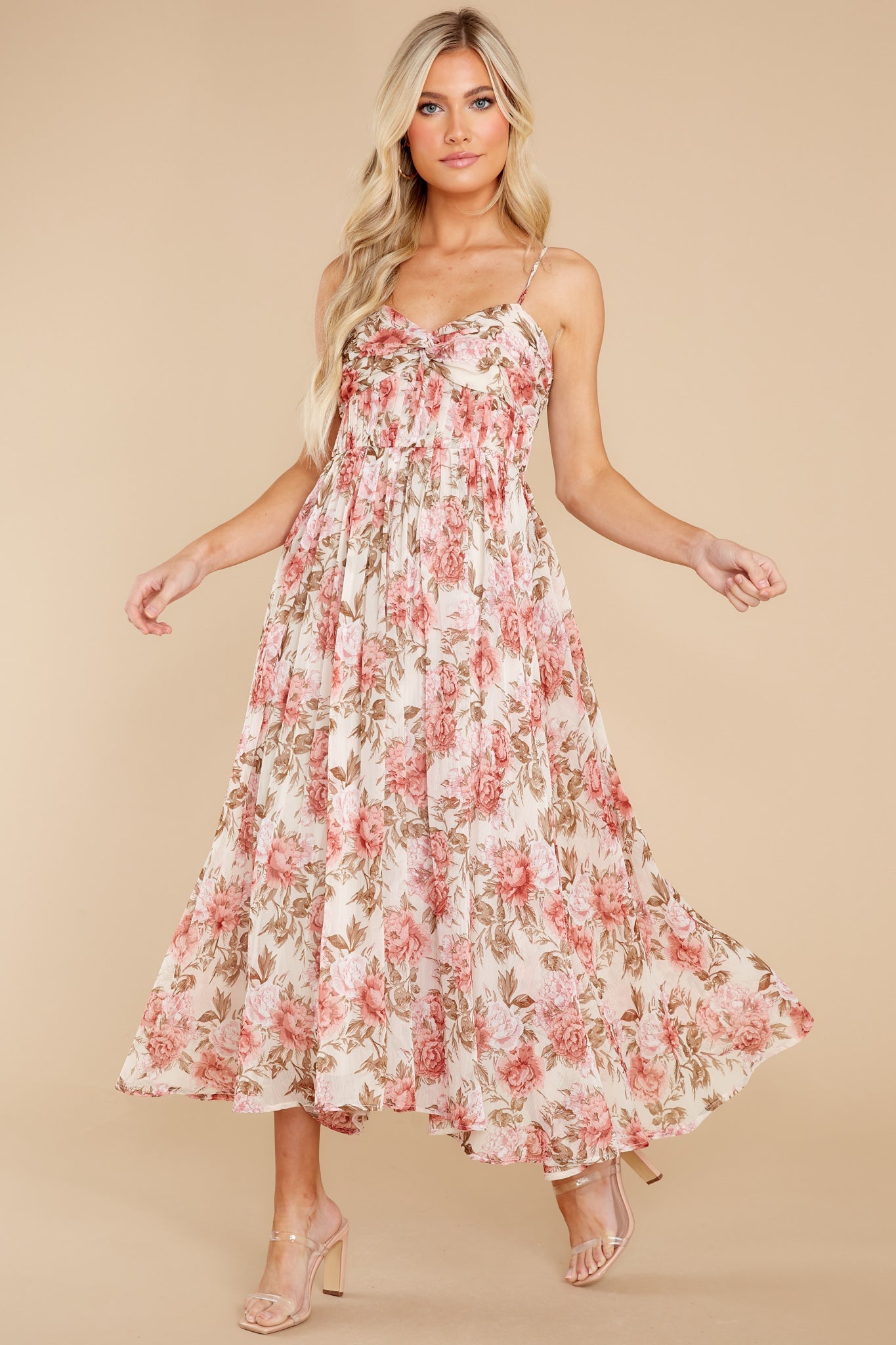 Darling Discovery Pink Floral Print Maxi Dress