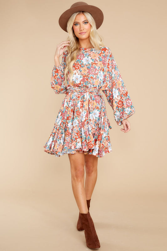 Touch Of Kindness Peach Floral Print Dress