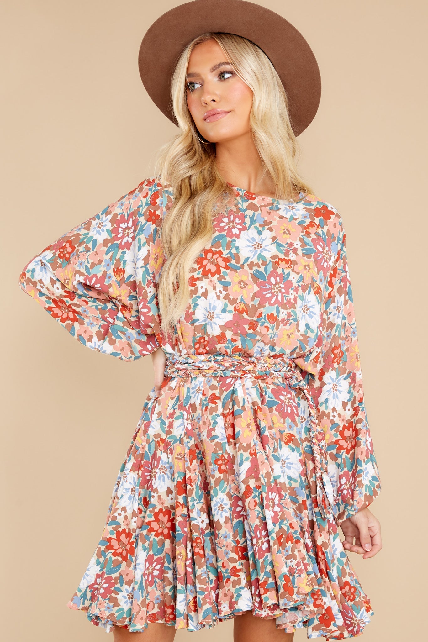 Touch Of Kindness Peach Floral Print Dress