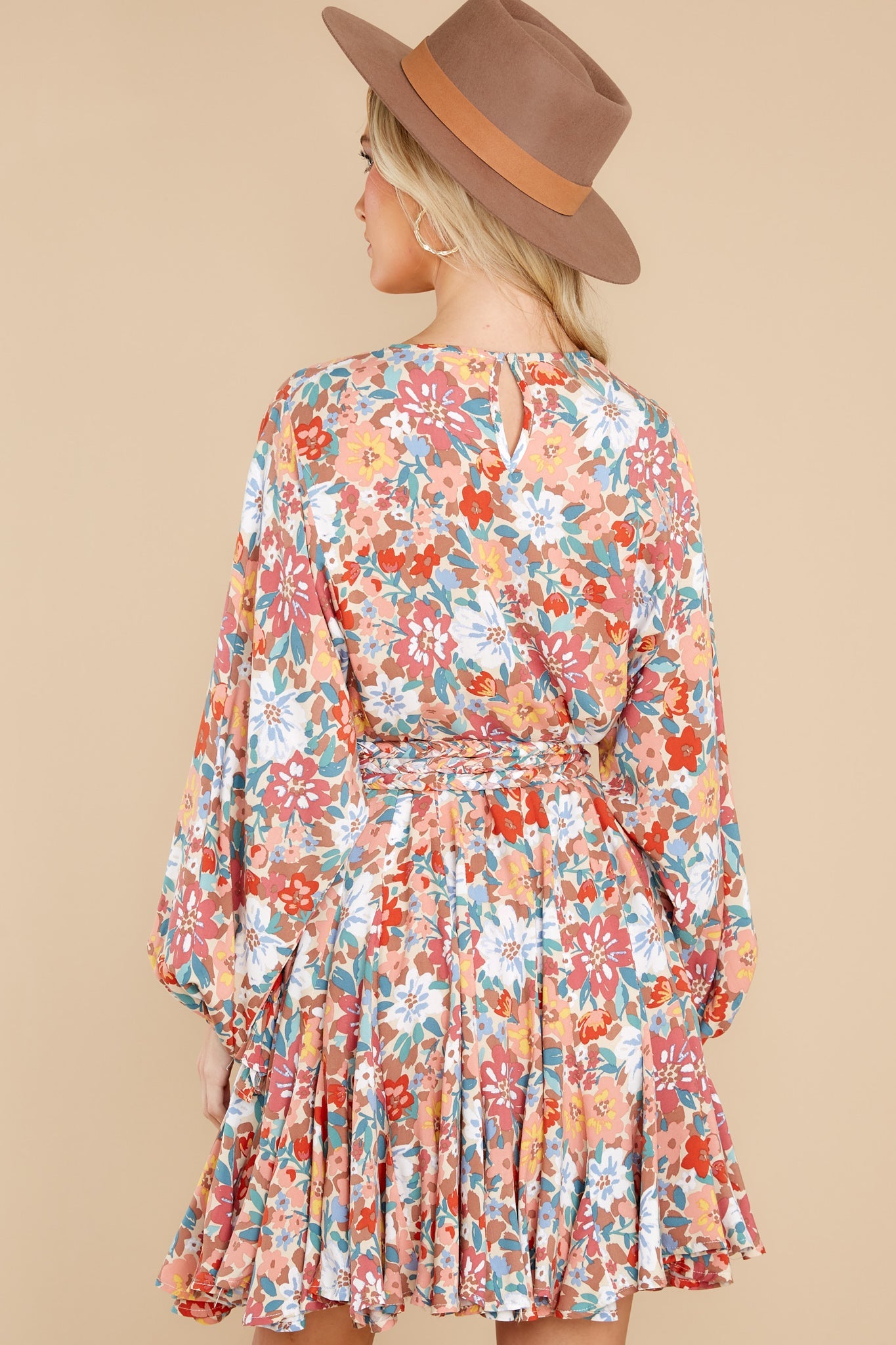 Touch Of Kindness Peach Floral Print Dress