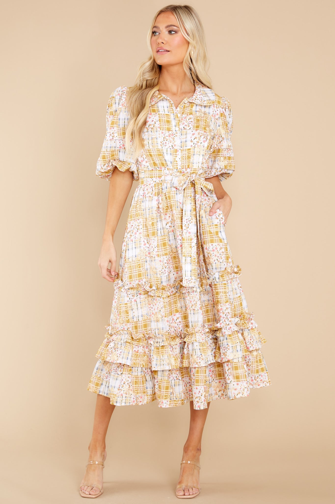 Moment Of A Lifetime Goldenrod Multi Print Maxi Dress