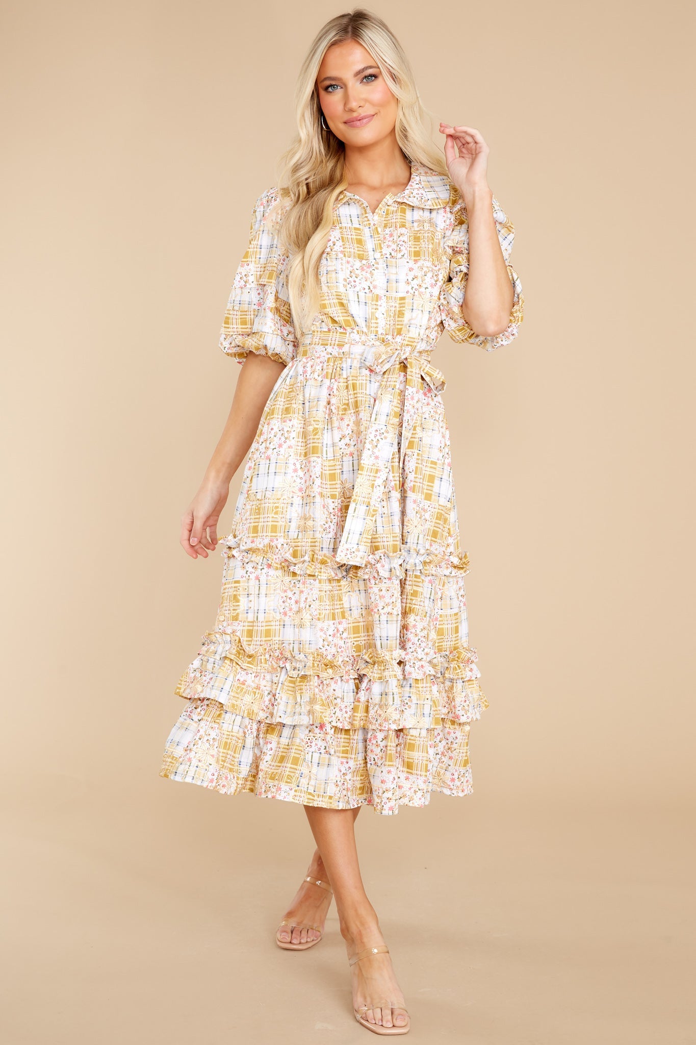 Moment Of A Lifetime Goldenrod Multi Print Maxi Dress