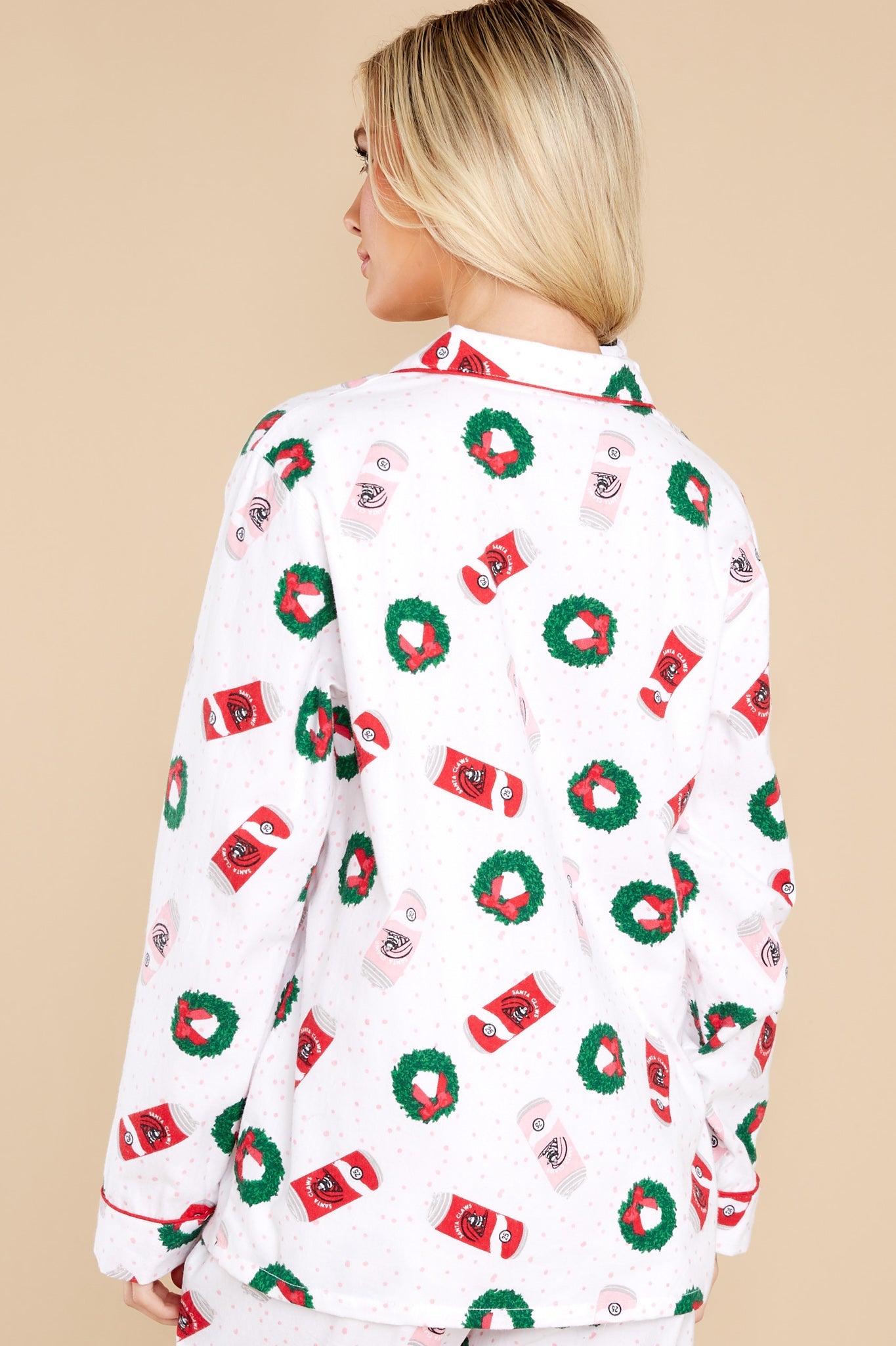 Here Comes Santa Claws White Multi Pajama Set