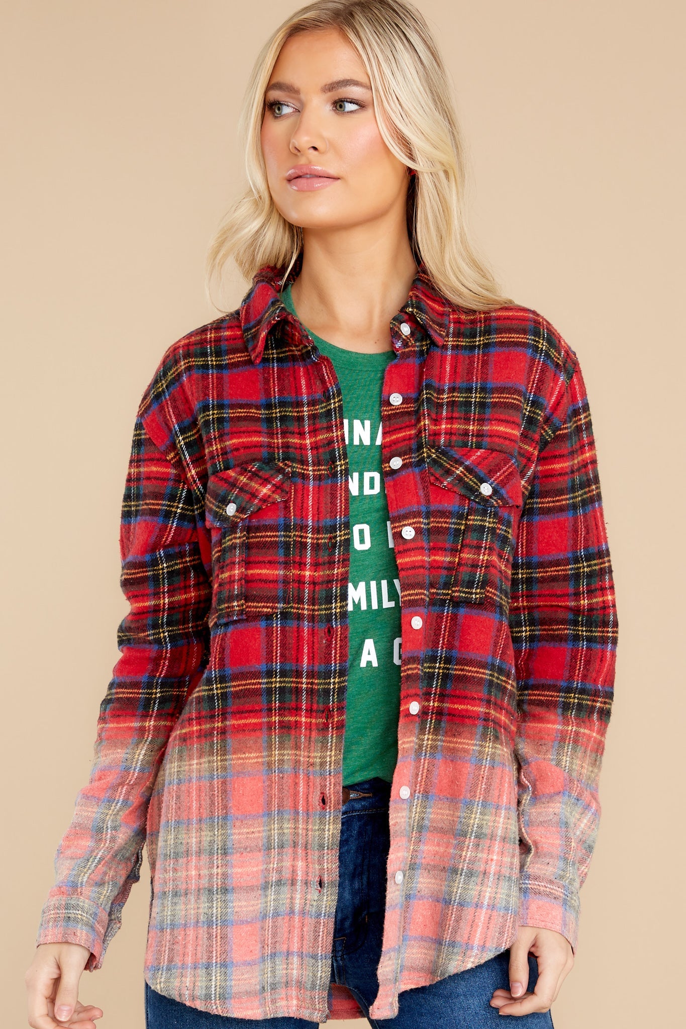 Cinnamon And Spice Red Multi Plaid Top