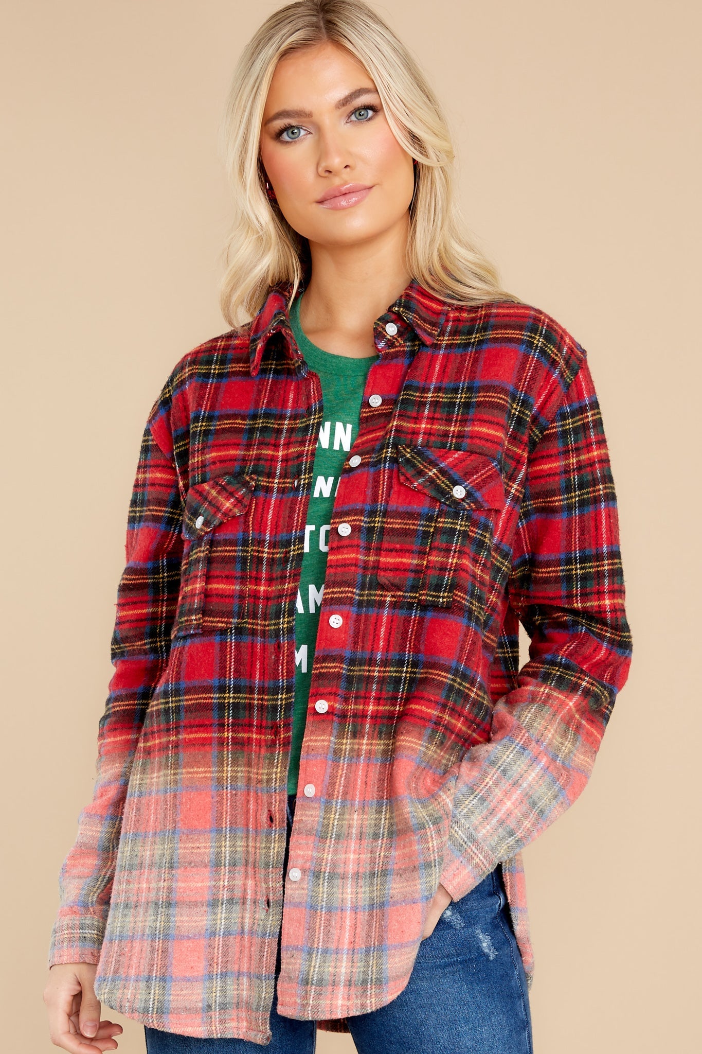 Cinnamon And Spice Red Multi Plaid Top